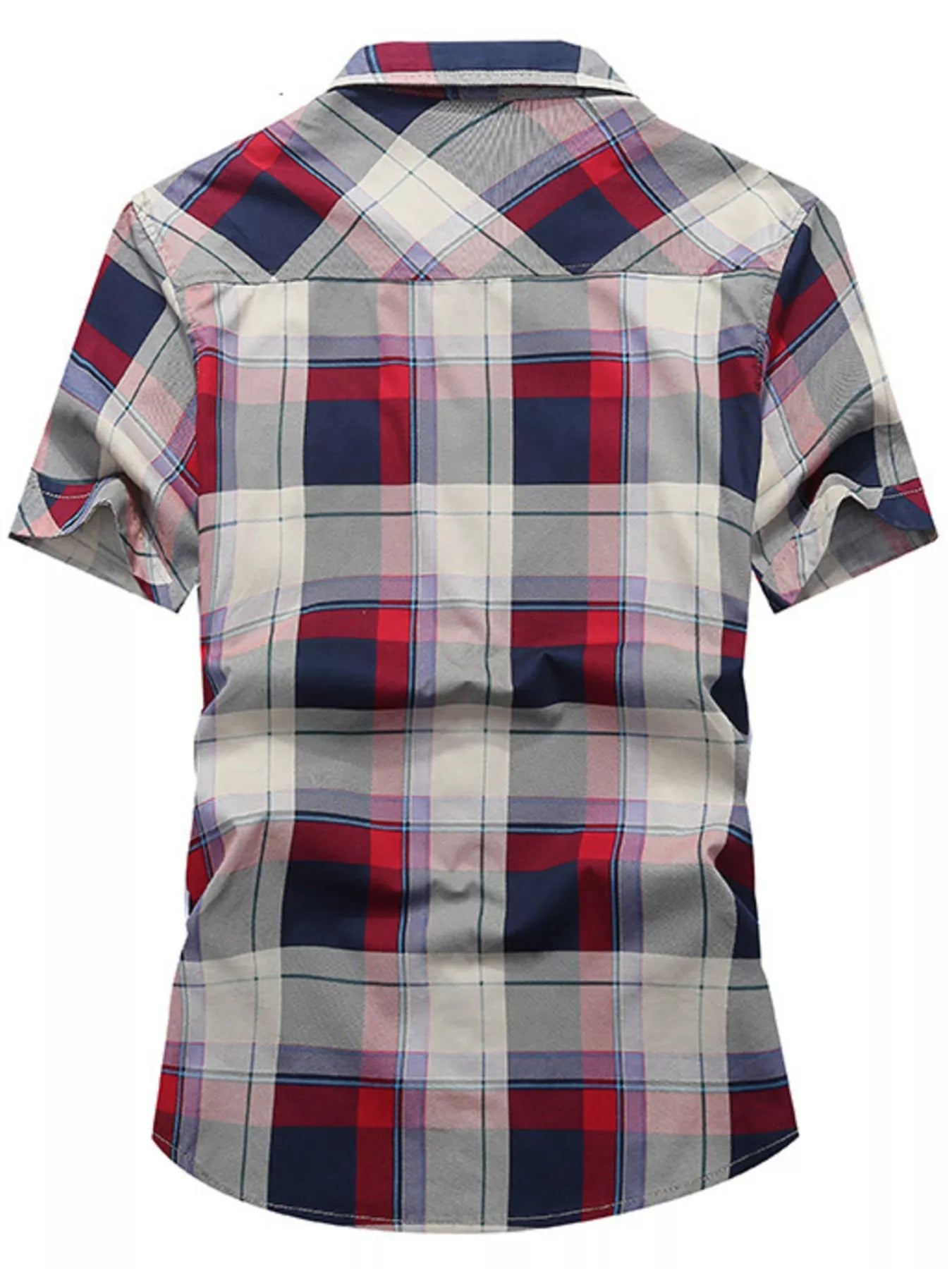 Men's Full Size Casual Plaid Short Sleeve Shirt Plus Size