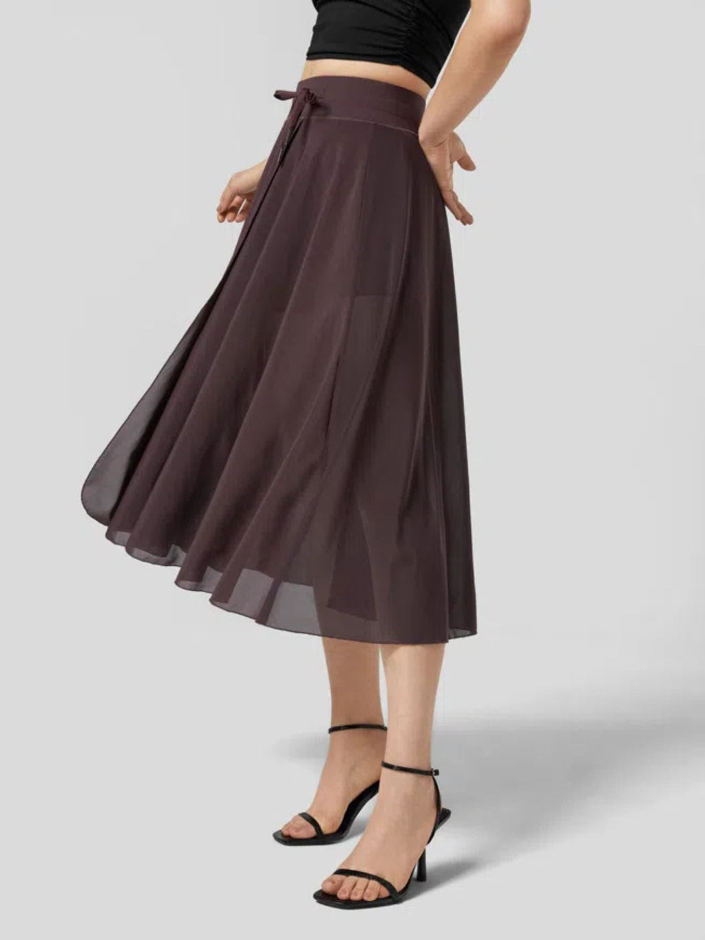 Slit Flowy Skirt with Shorts Liner