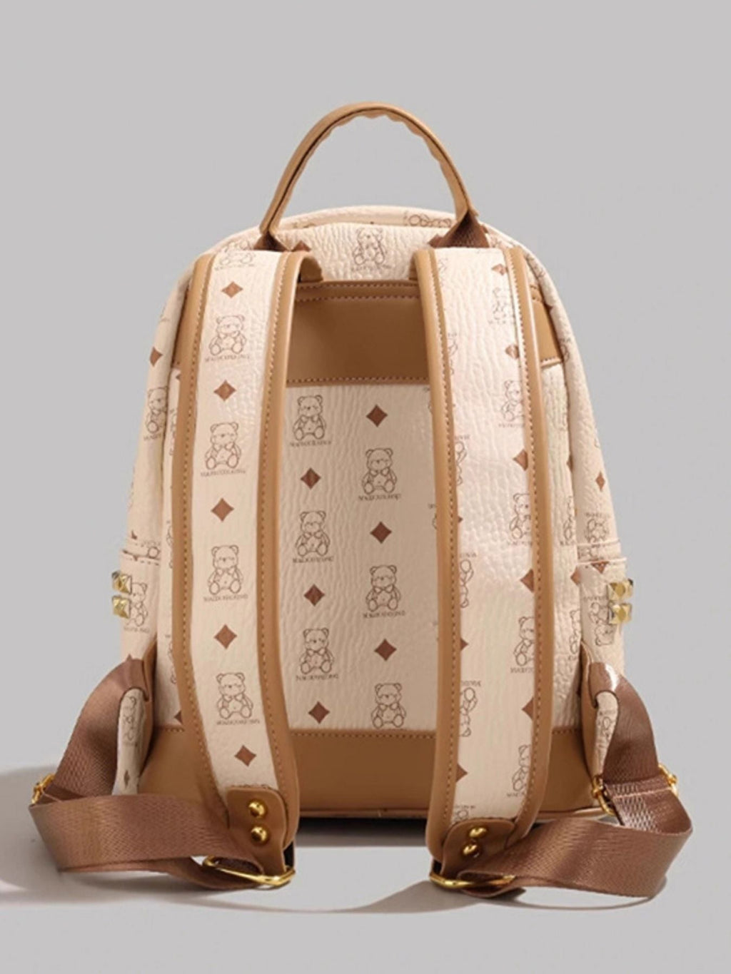 Bear Pattern Leather Backpack Bag