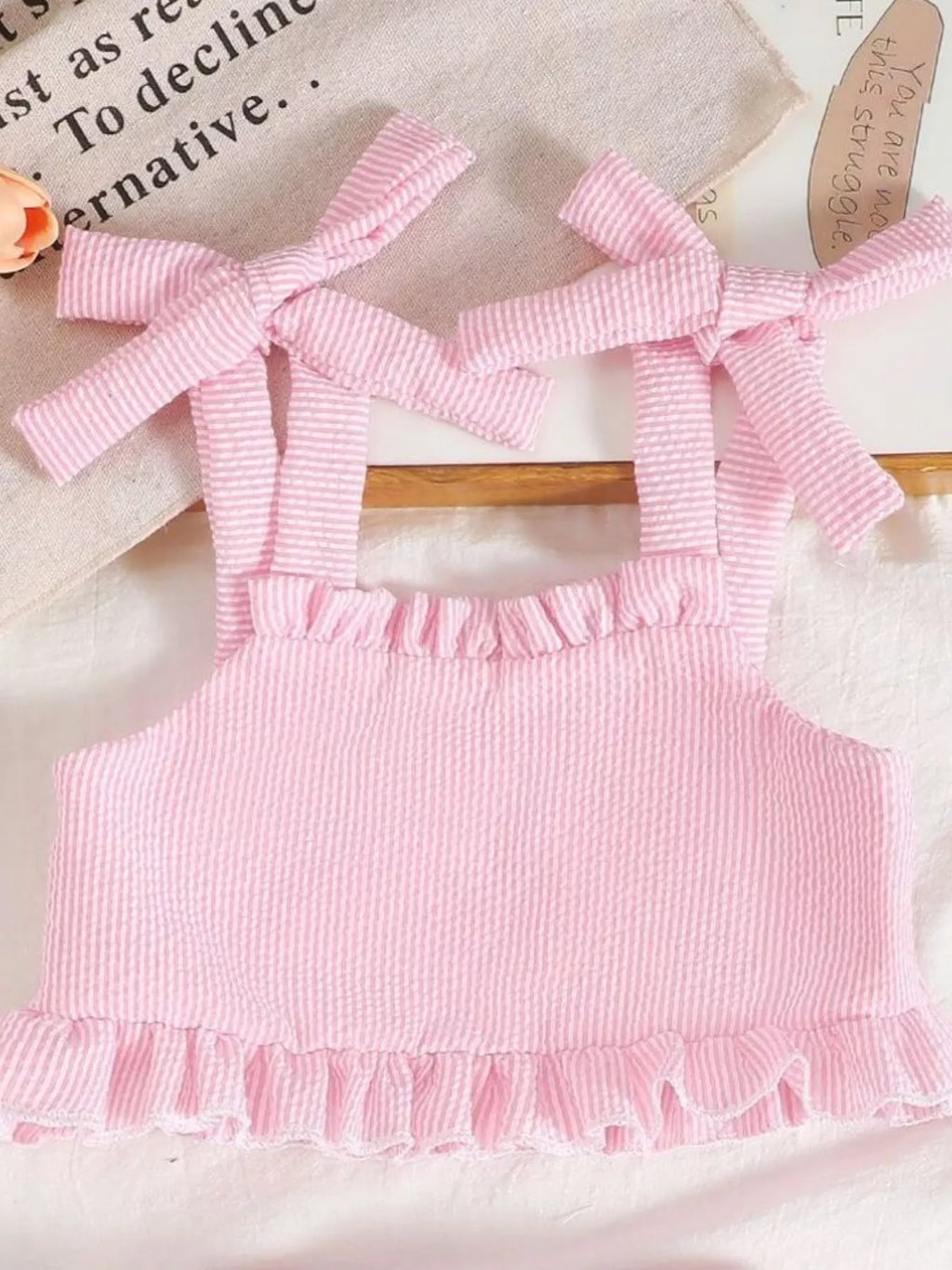 Children's Tie Strap Top & Layered Skirt Set