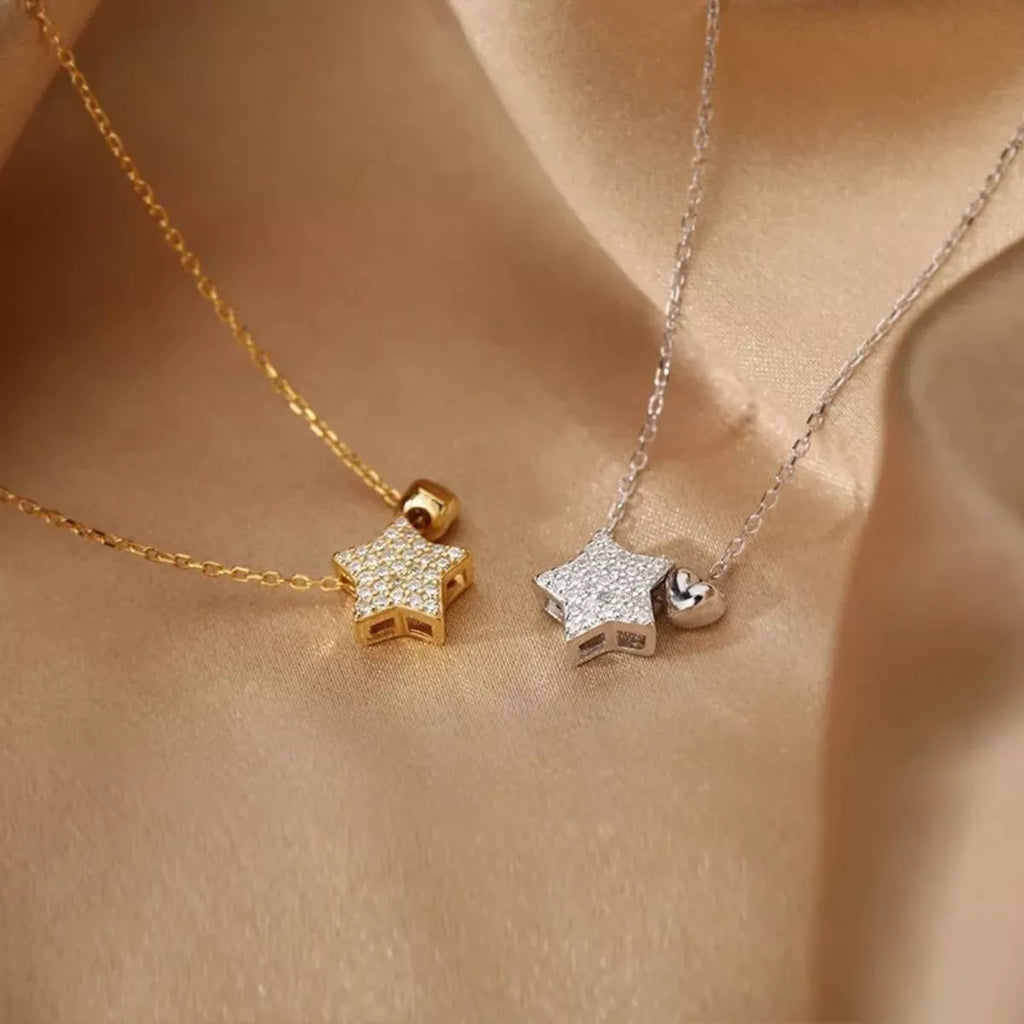 925 Sterling Silver Star Heart Necklace