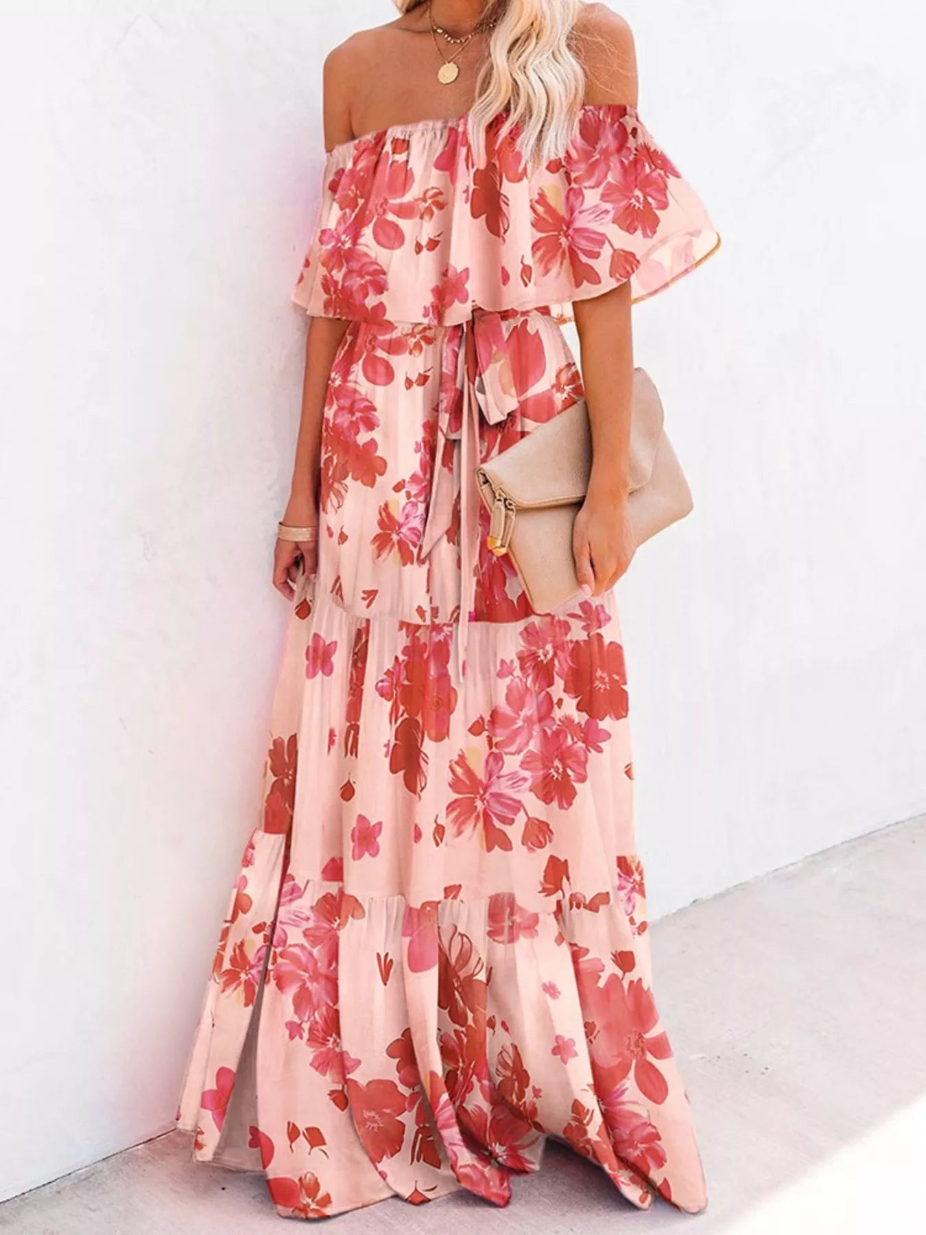 Full Size Off-Shoulder Tiered Maxi Dress Plus Size