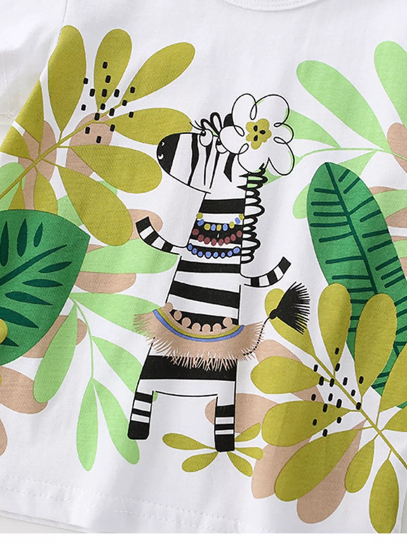 Children's Cartoon Zebra Print Short Sleeve T-Shirt