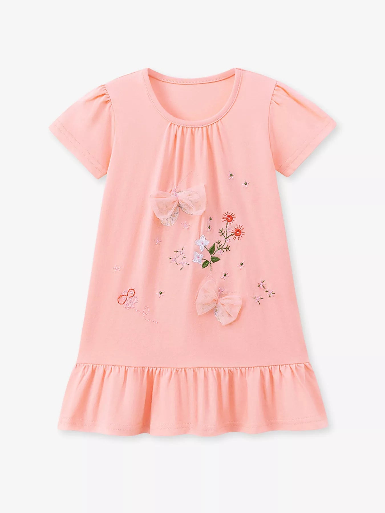 Children's Ruffled Hem Short Sleeve Dress