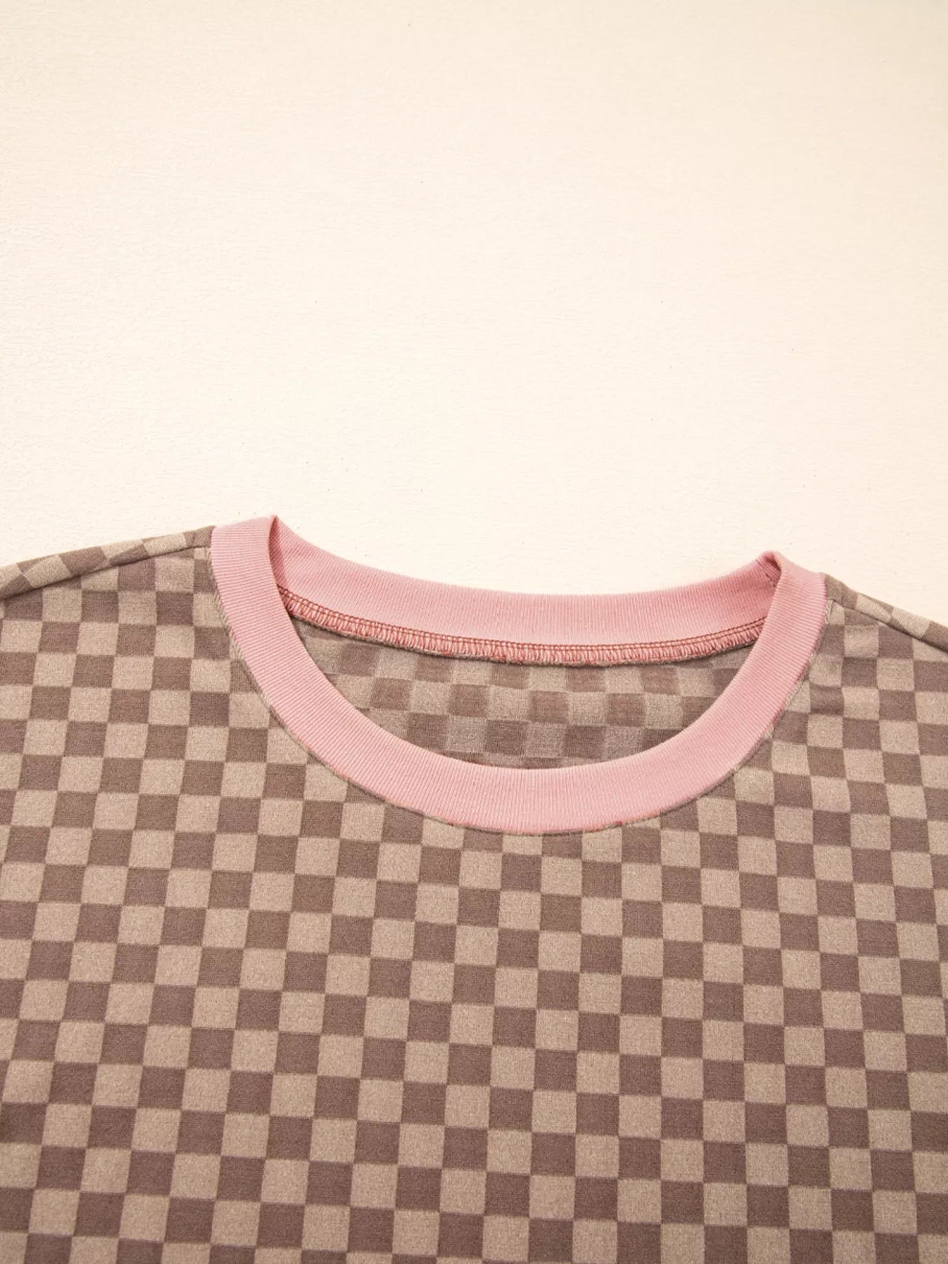 Checkerboard Long Sleeve Pullover and Shorts Set