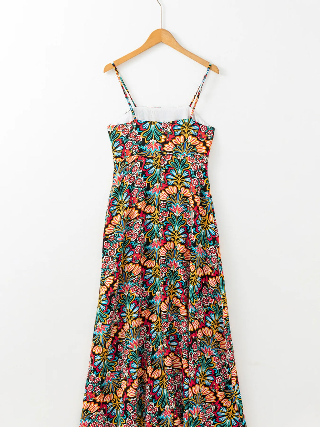 Floral Print Thin Straps High Waist Maxi Dress