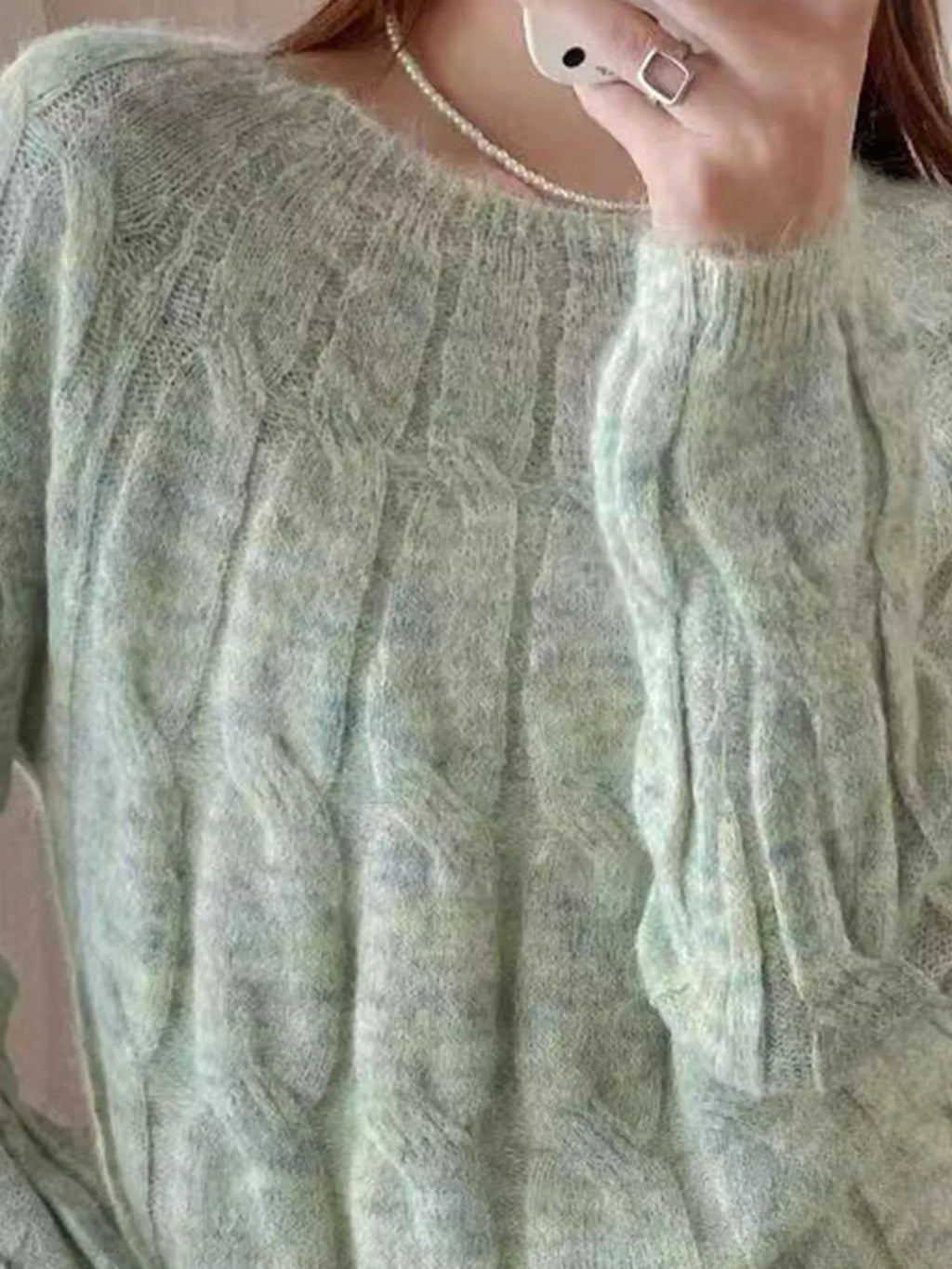 Cable-Knit Round Neck Sweater