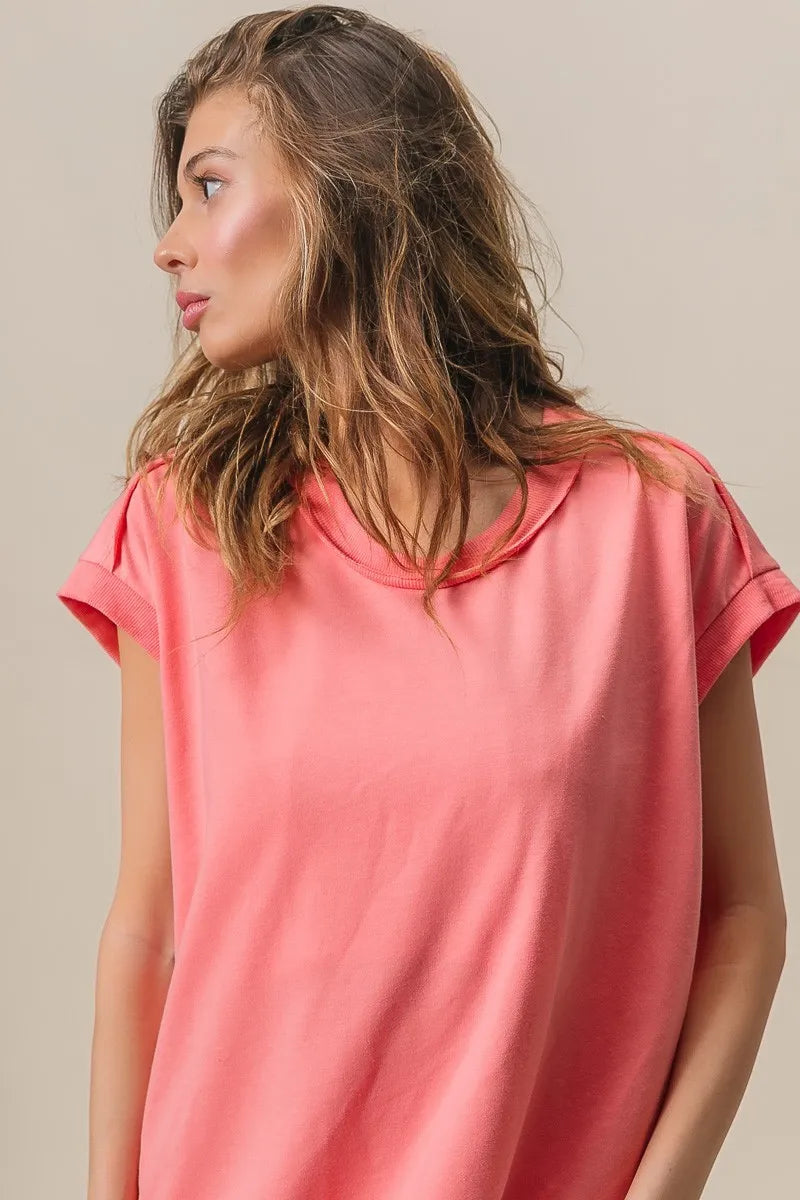 BiBi French Terry Drop Shoulder Basic Top