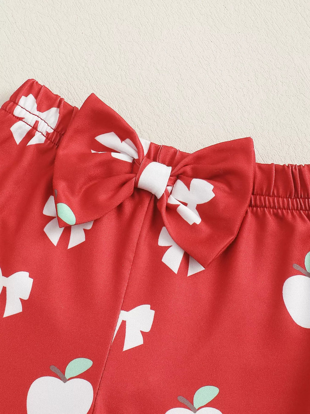 Children's Ribbed Apple Bodysuit & Flare Pants Set with Headband