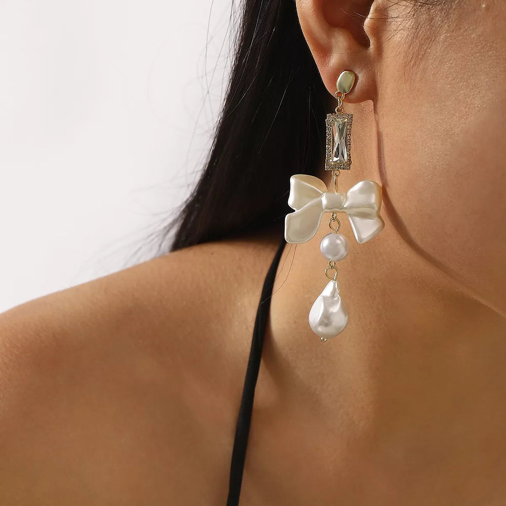 Bowknot Pearl Drop Earrings