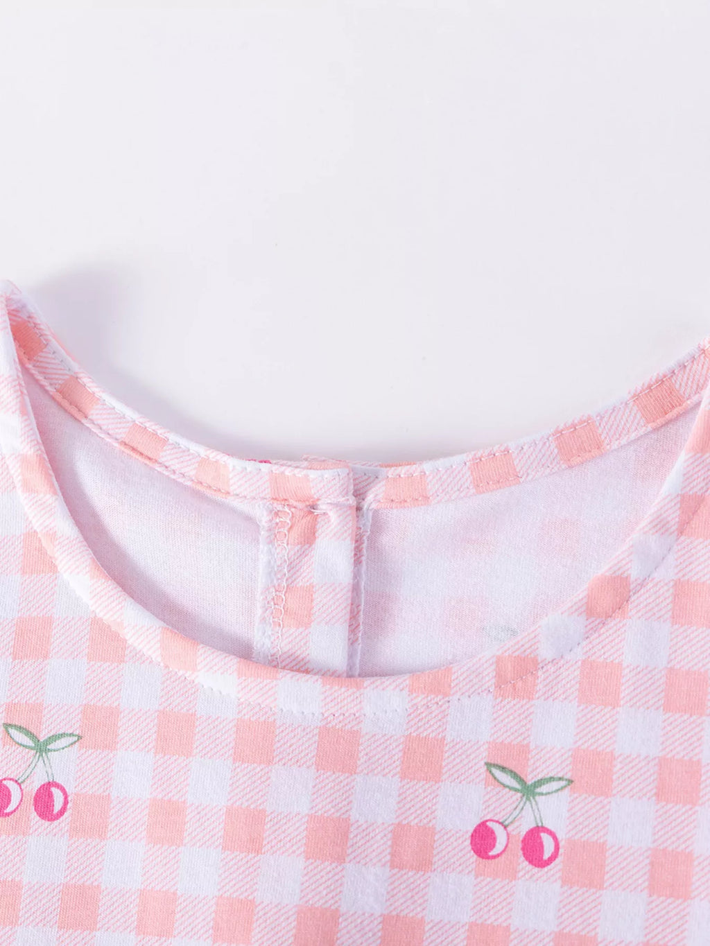 Children's Cherry Gingham Ruffle Sleeve Dress