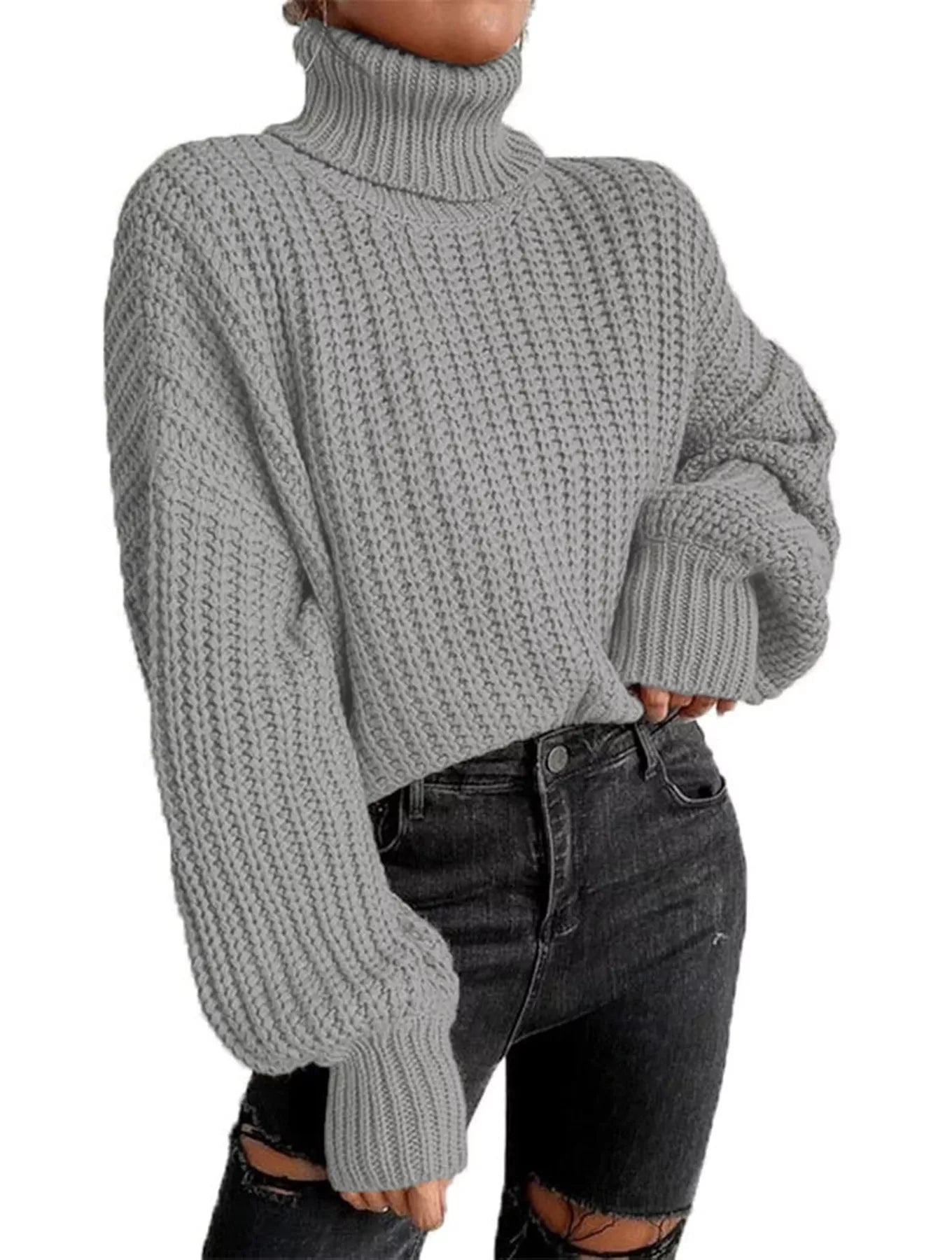 Chuny Knit Turtleneck Long Sleeve Sweater