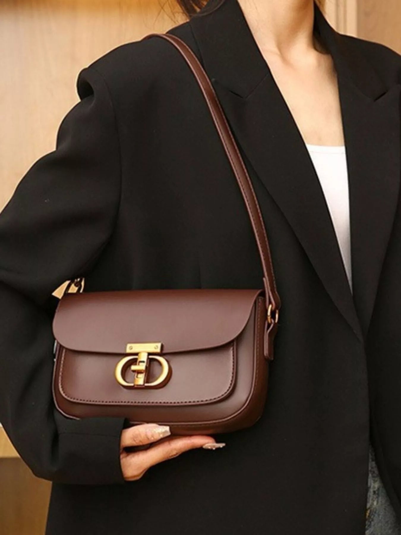 Leather Flap Shoulder Bag