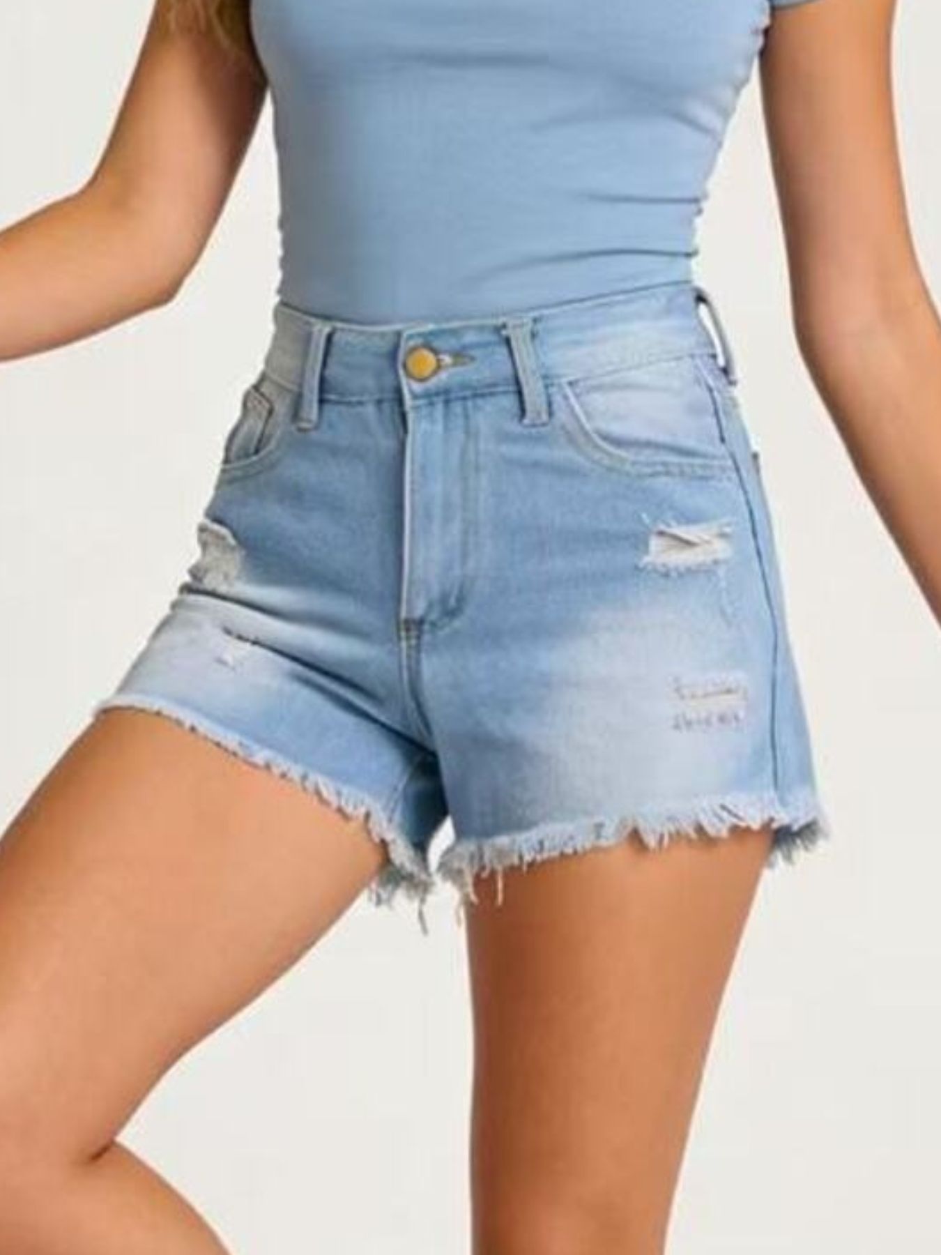 Distressed Frayed Hem Denim Shorts