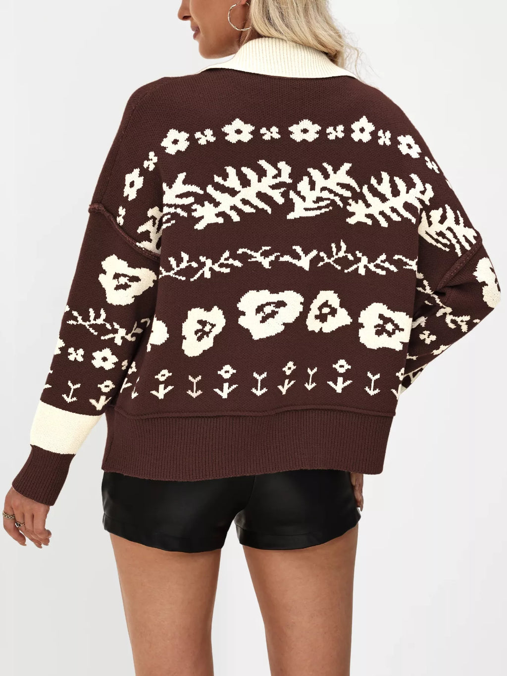 Floral Pattern Button-Down Cardigan