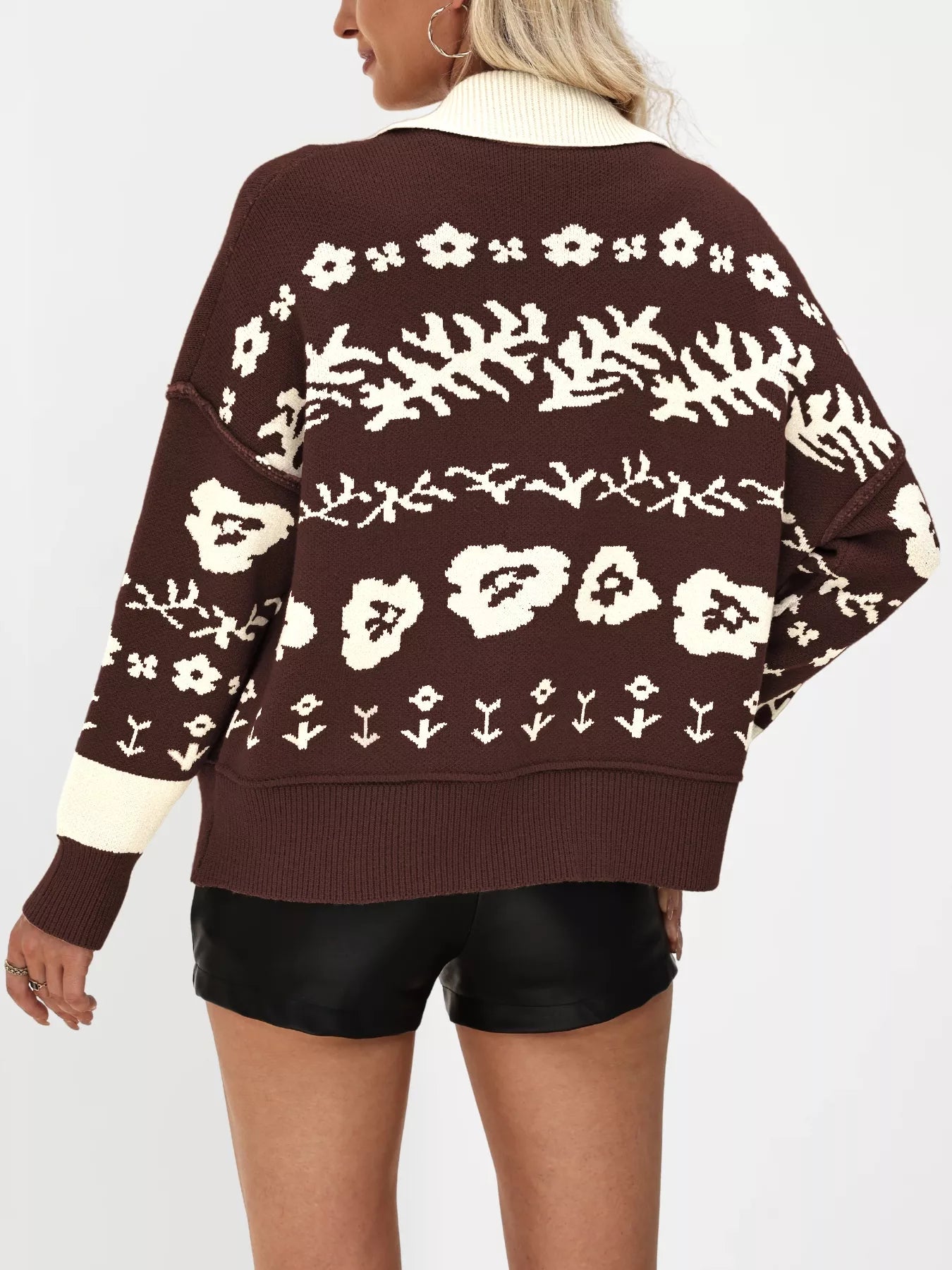 Floral Pattern Button-Down Cardigan