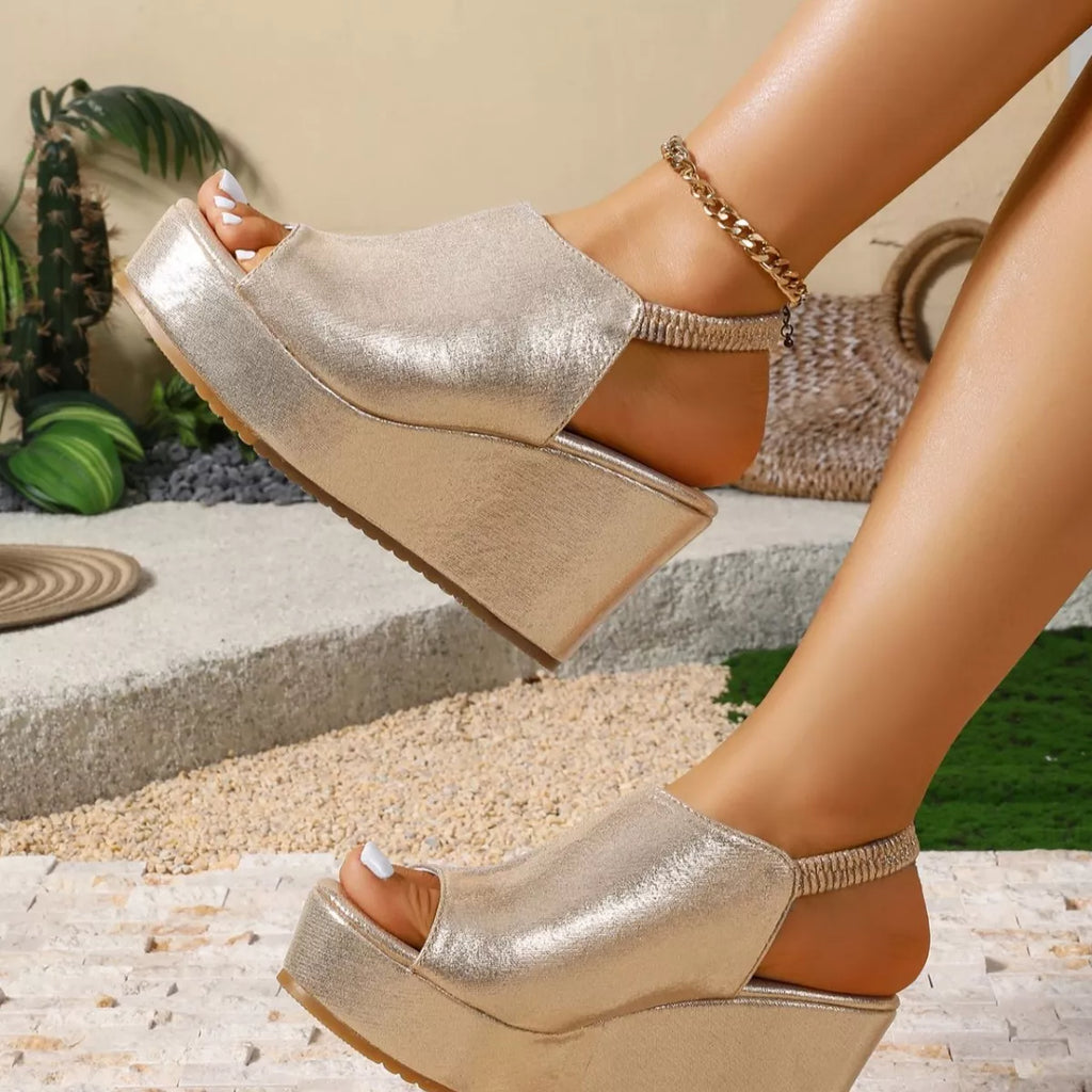 Peep Toe Wedge Sandals