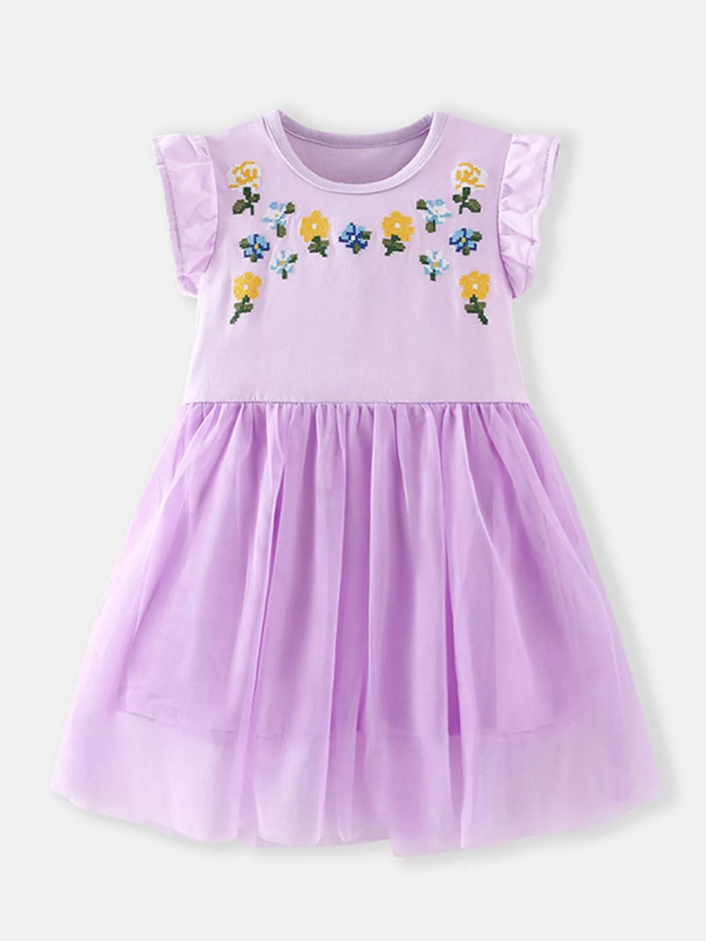 Children's Floral Embroidered Tulle Dress