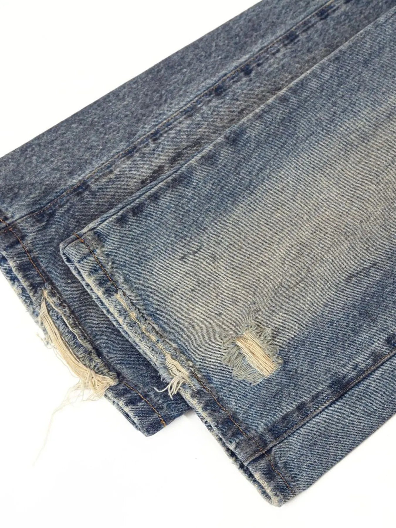Men's Distressed Washed Straight Jeans