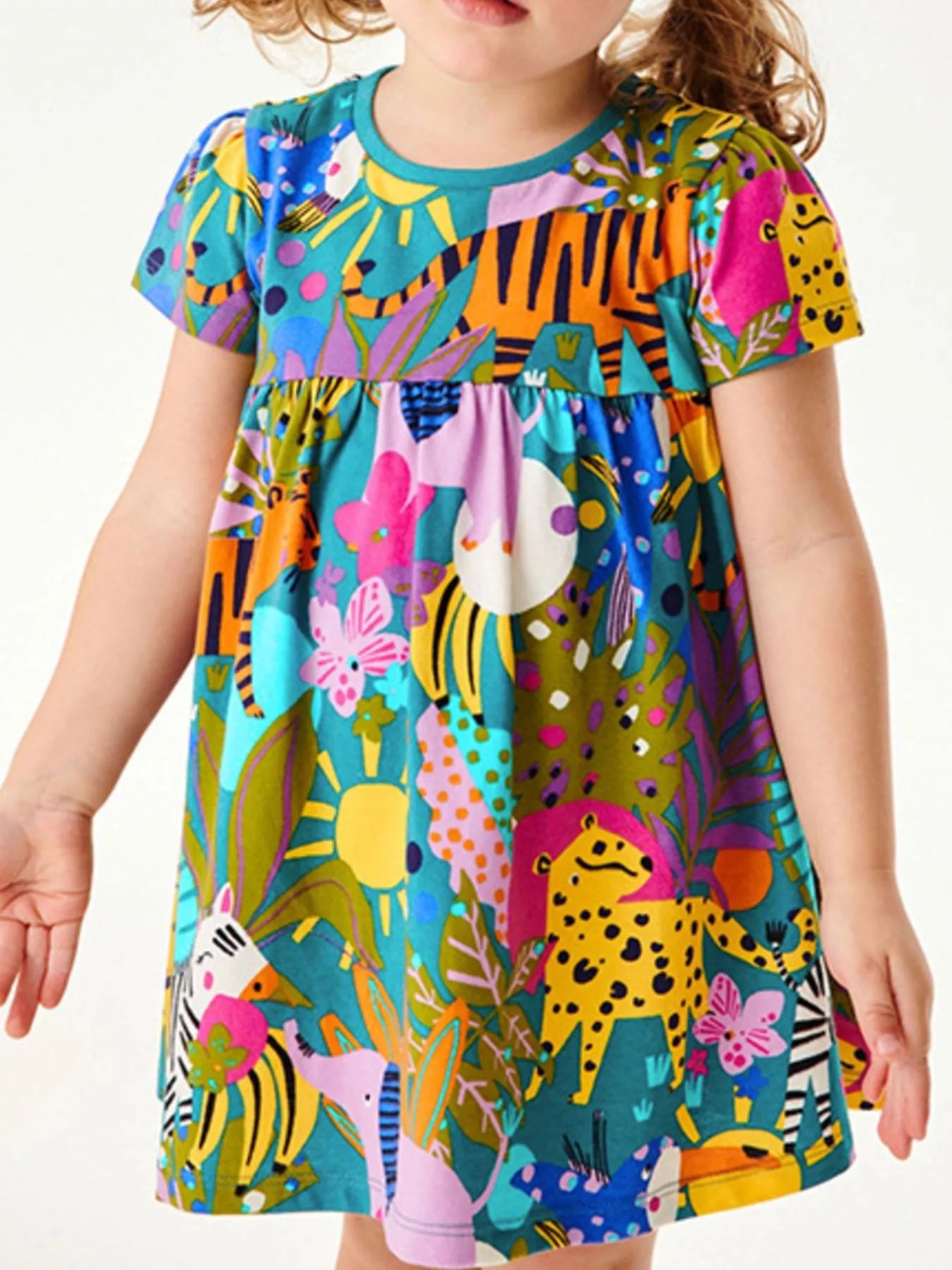 Children's Printed Round Neck Casual Dress