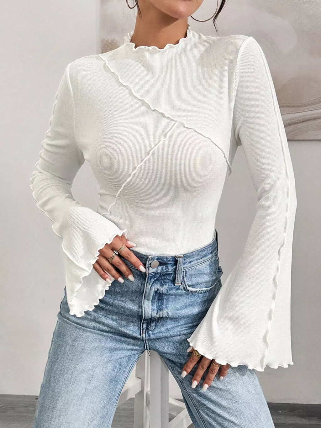Lettuce Edge Flare Sleeve Top