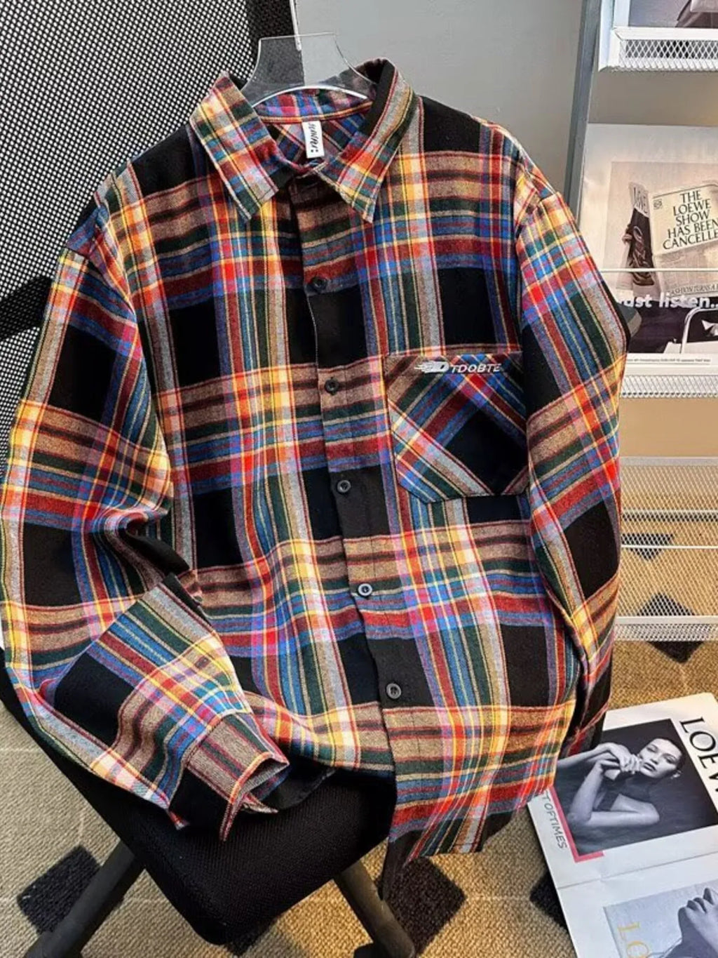 Men's Full Size Vintage Plaid Flannel Button-Down Shirt Plus Size