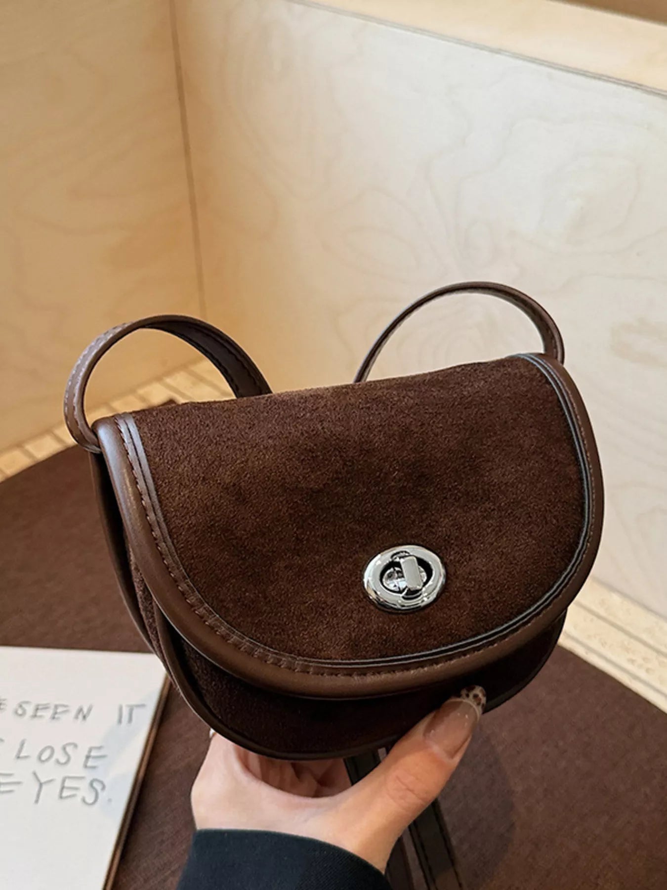 Suede Flap Crossbody Bag
