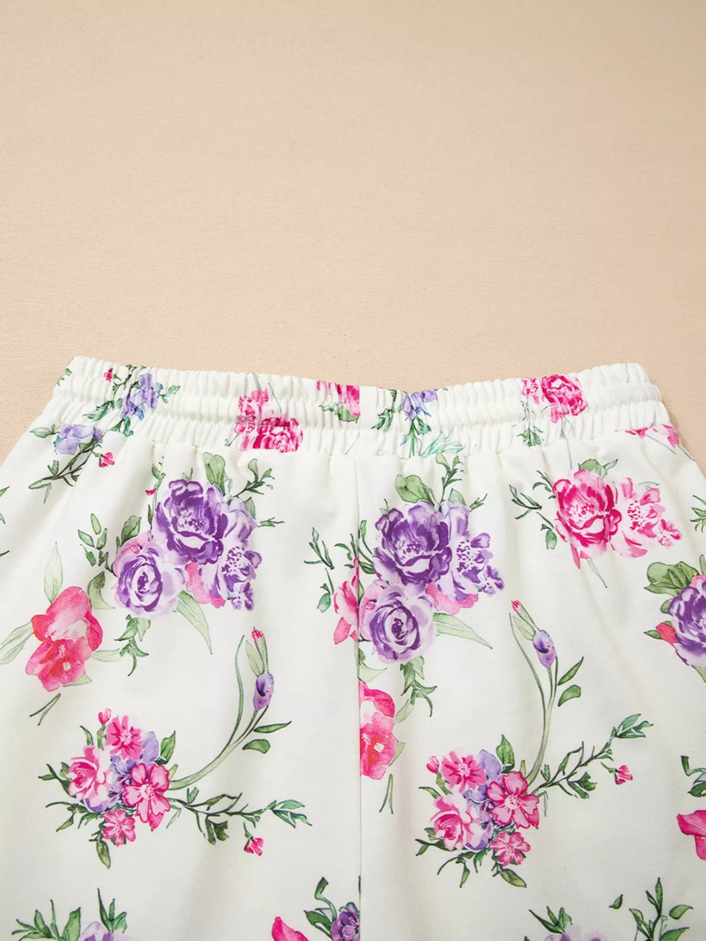Floral Print Round Neck Top and Drawstring Pants Lounge Set