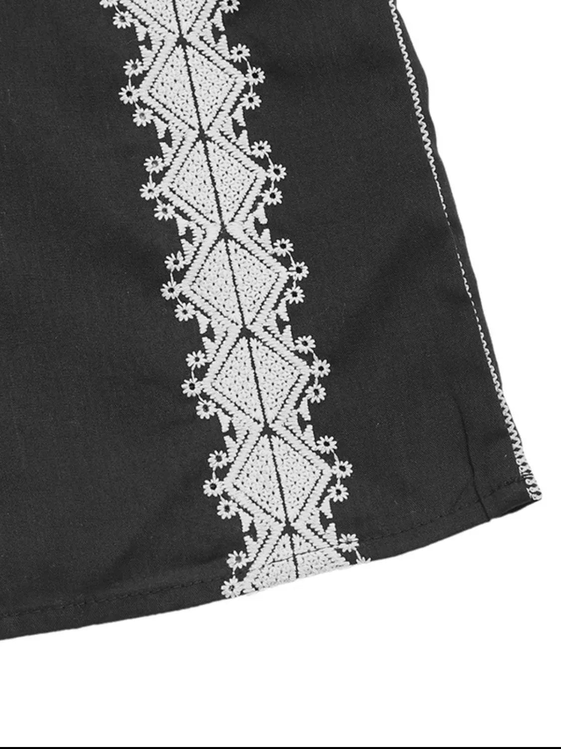 Tassel Tied Embroidered Tank