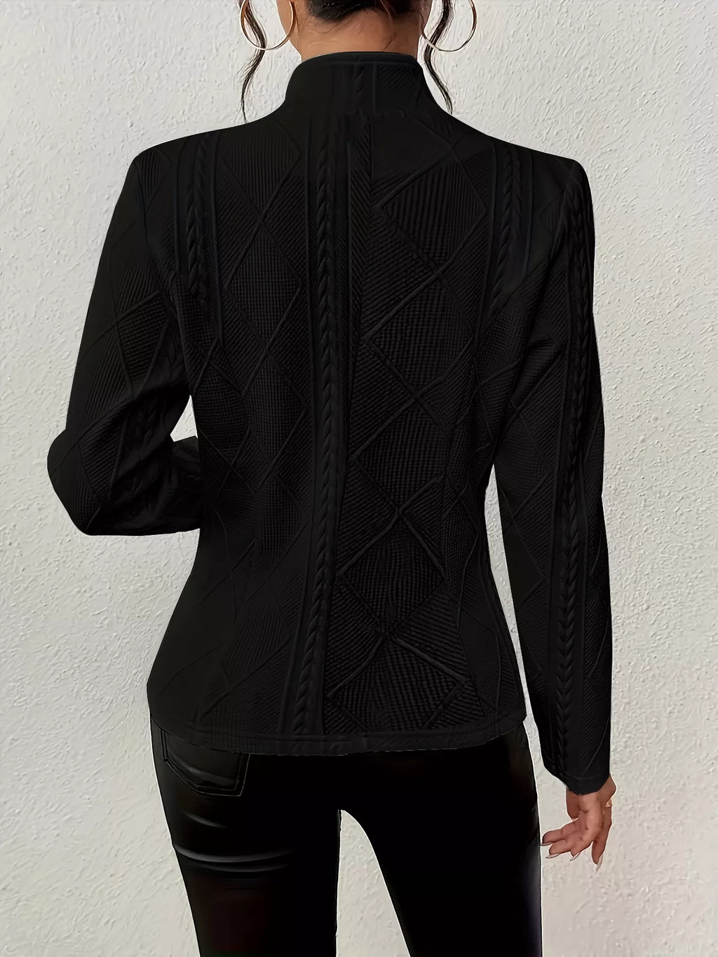 Textured Knit Button-Front Blazer