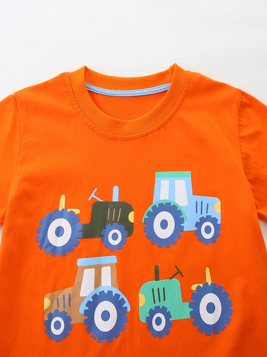Children's Tractor & Firetruck Print Casual Tee and Shorts Set
