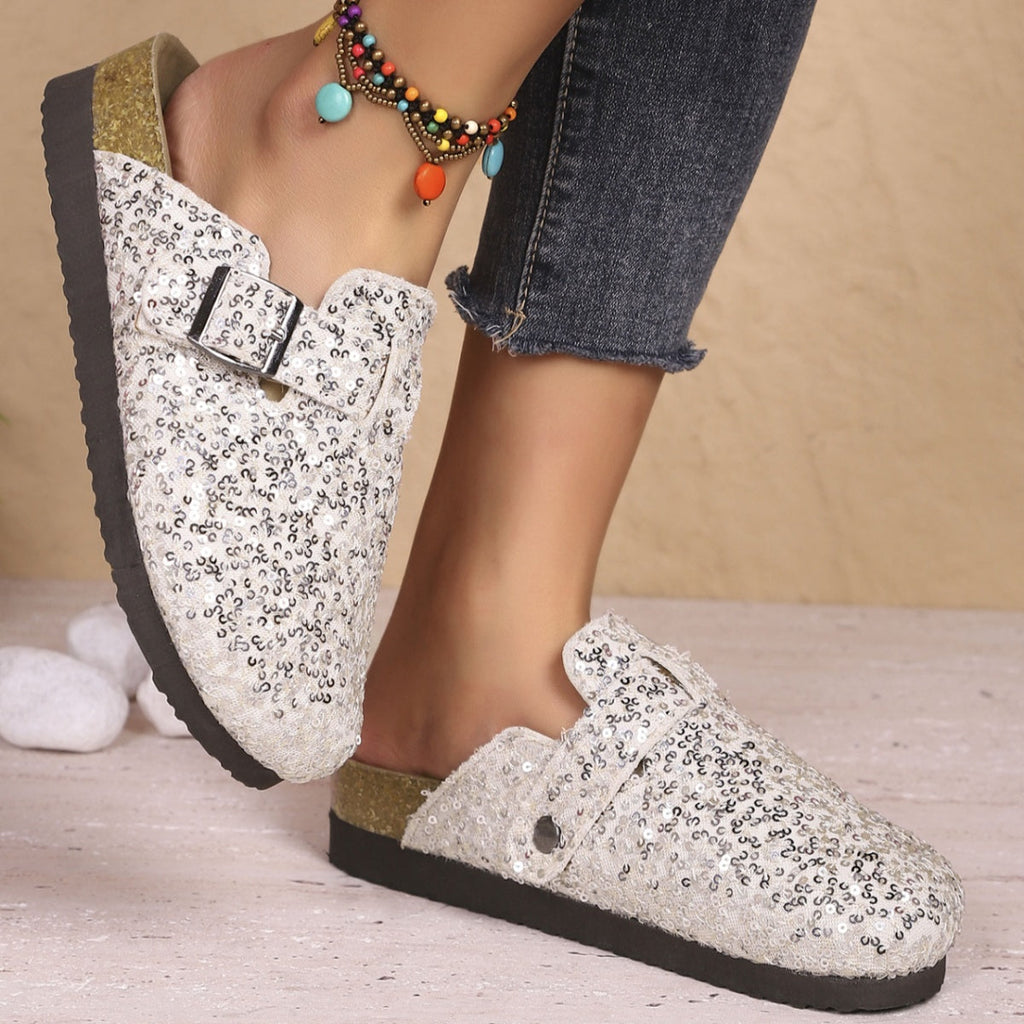 Sequin Round Toe Slip-Ons