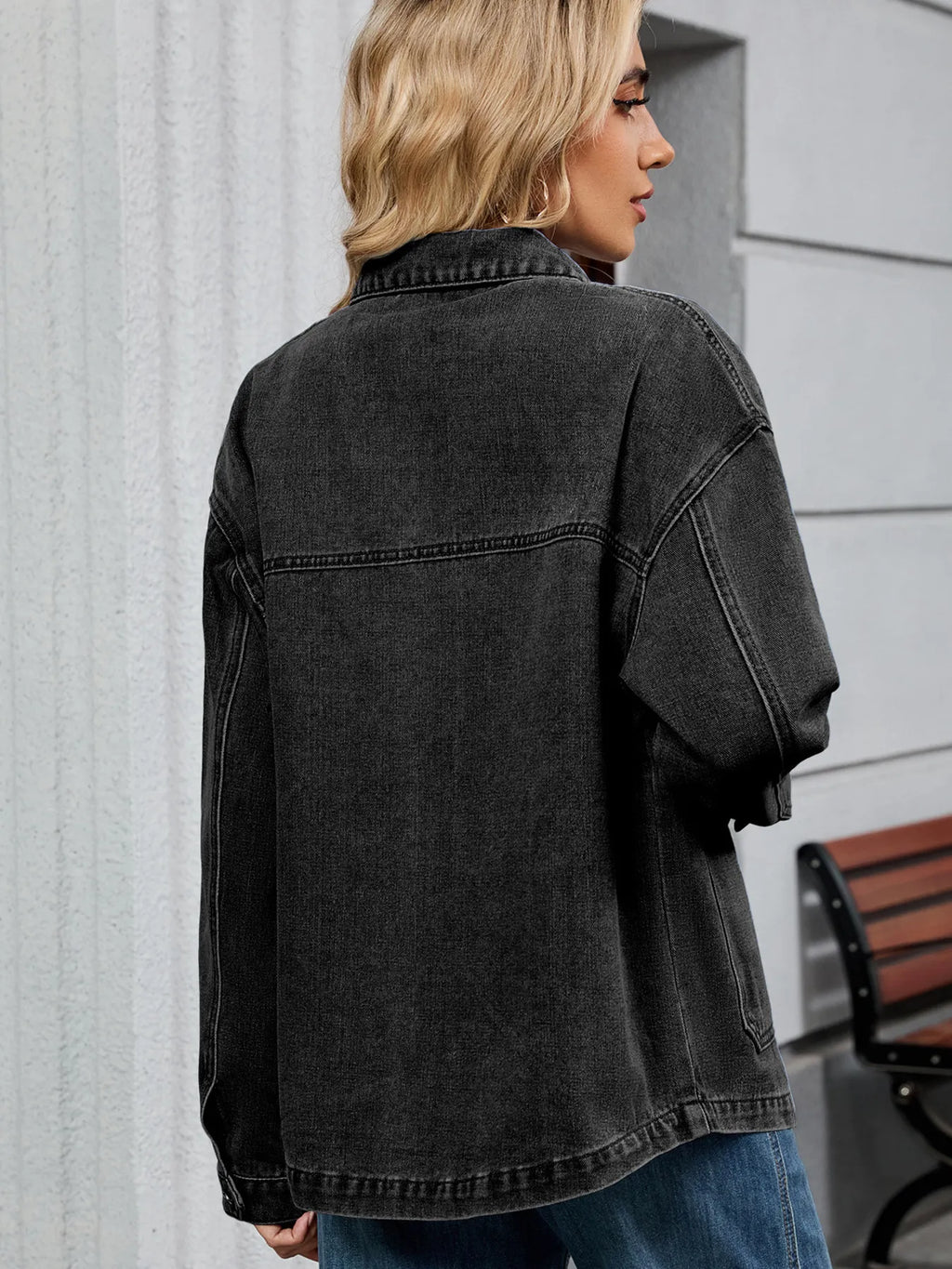 Washed Oversized Button Down Denim Jacket