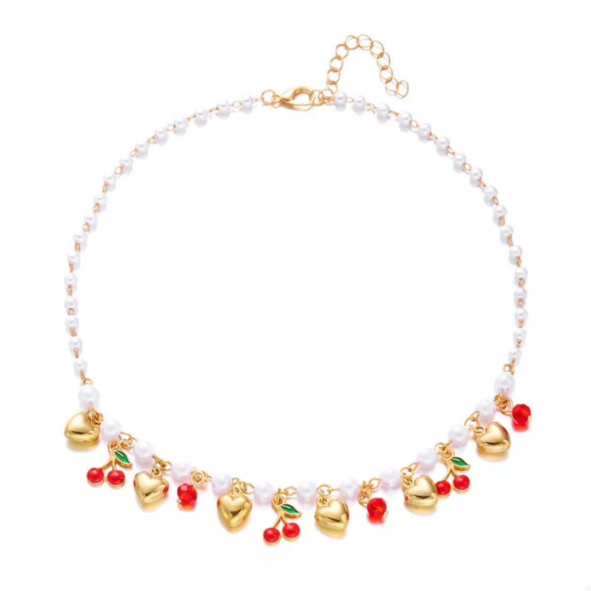 18K Gold-Plated Cherry & Heart Pearl Necklace