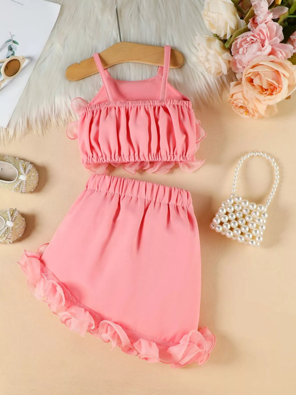 Children's Ruffled Trim Cami Top & Skirt Set