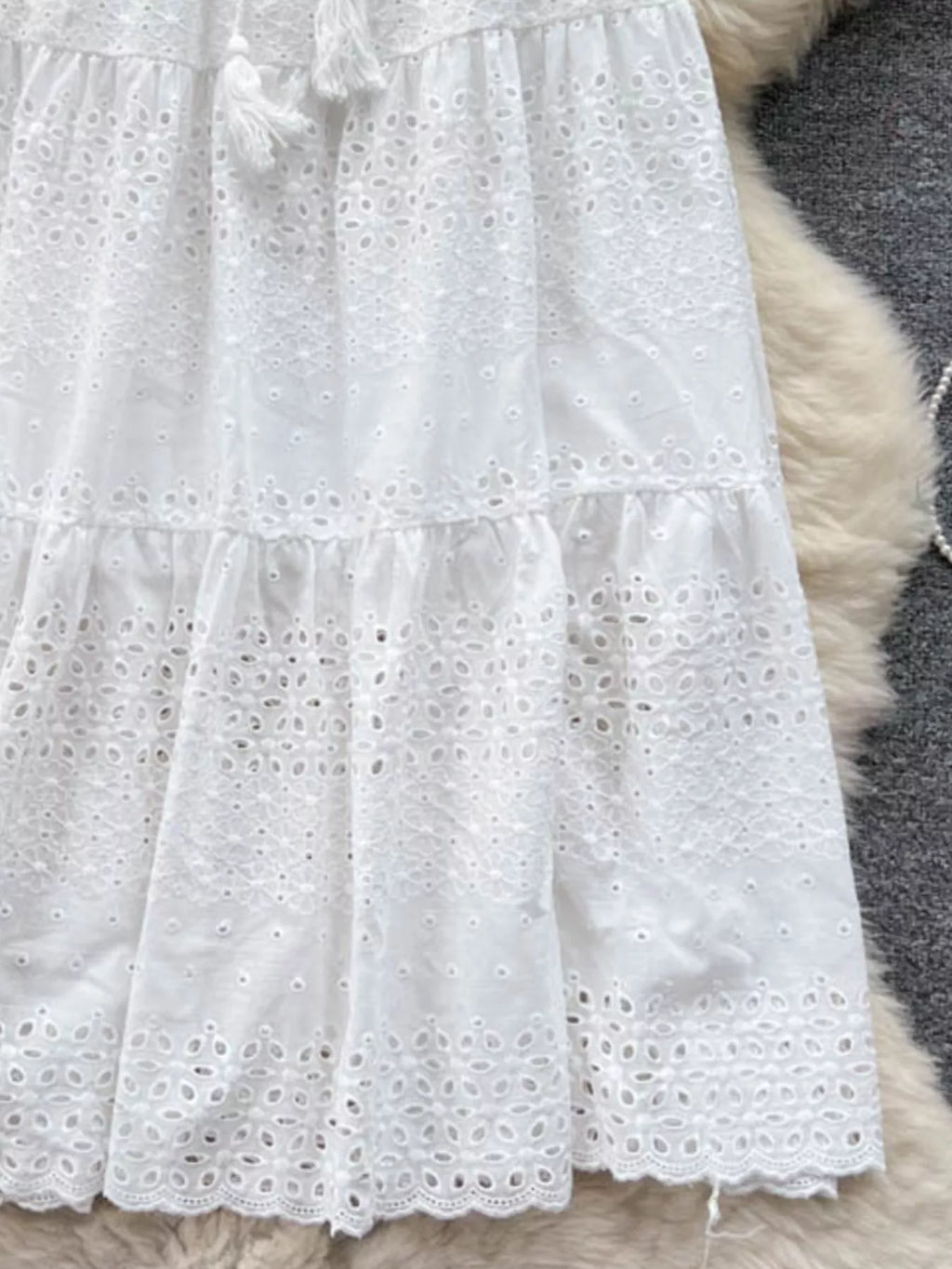 Eyelet Tiered Maxi Skirt