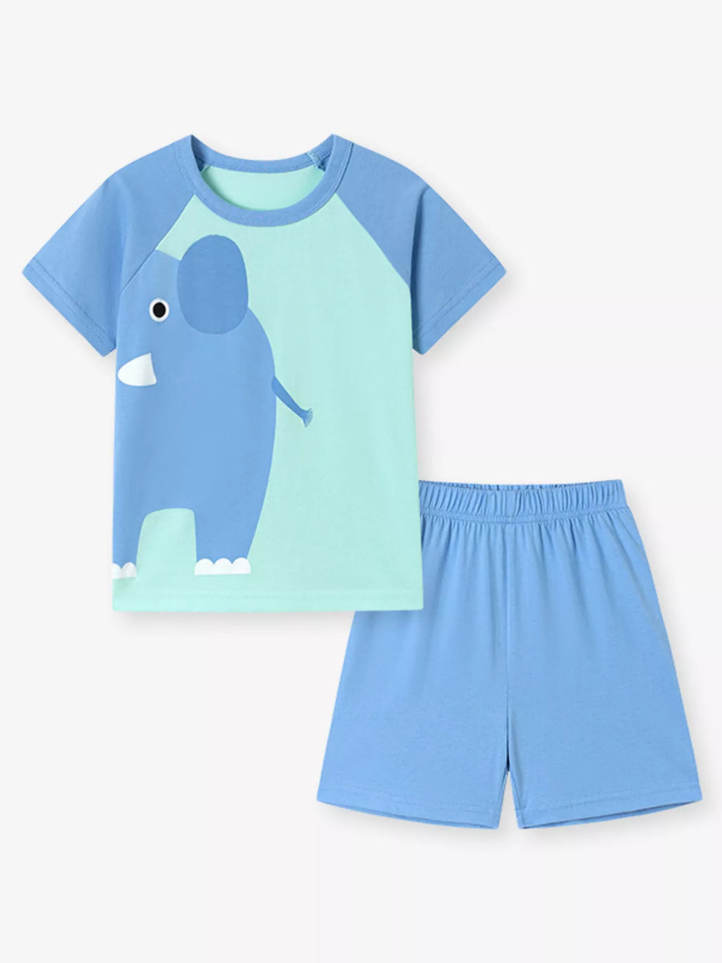 Children's Animal Round Neck Top and Shorts Set