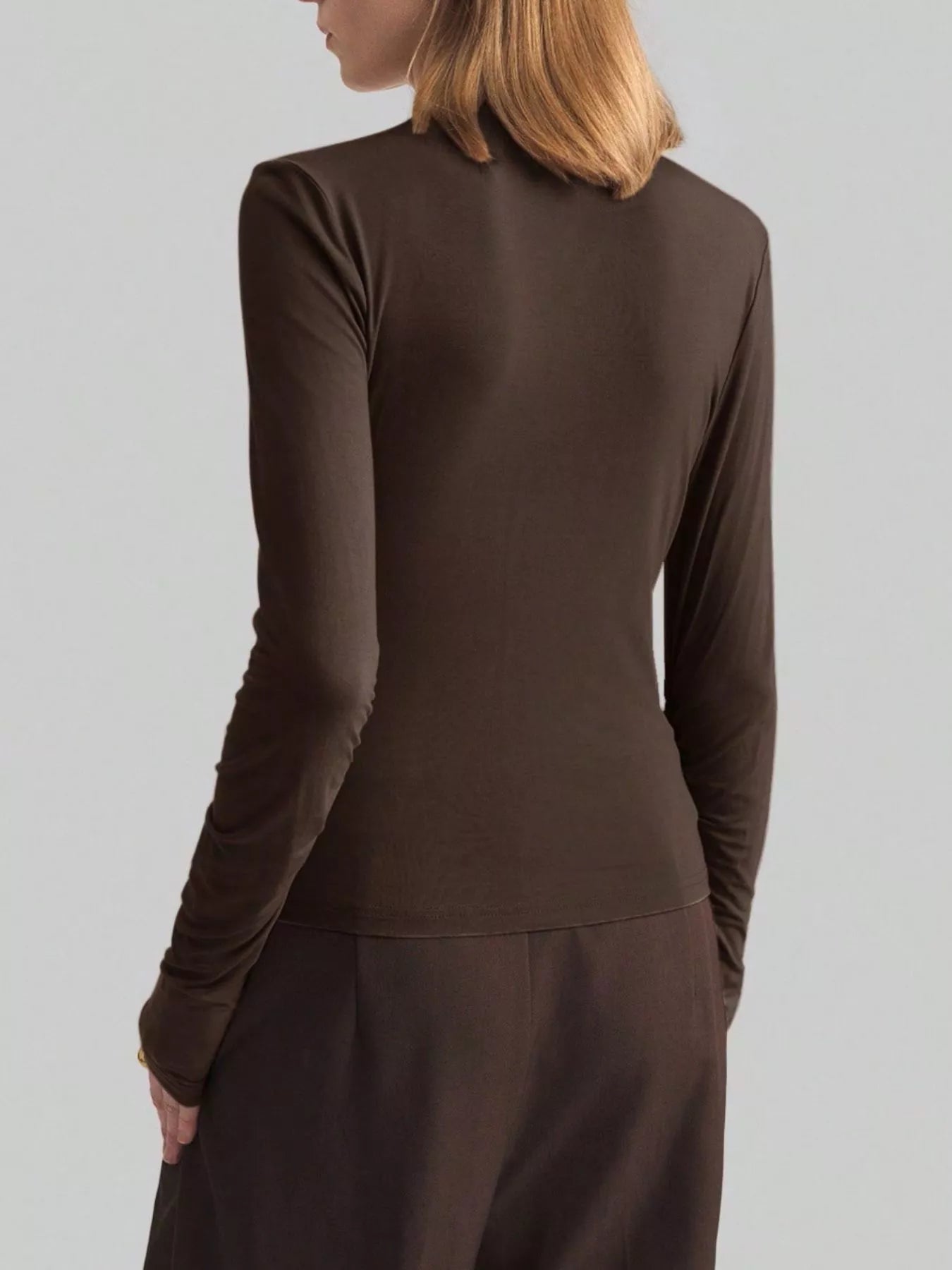 Elegant Drape Front Long Sleeve T-Shirt