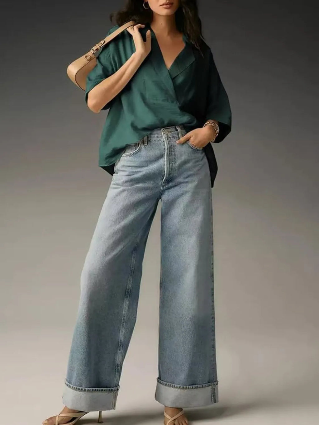Collared Neck Half Sleeve Blouse