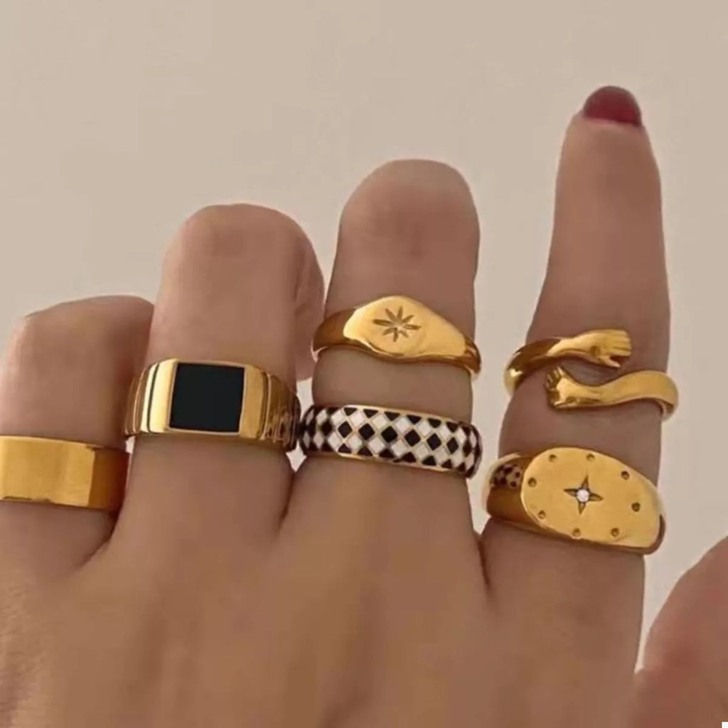 6 Piece 18K Gold-Plated Ring