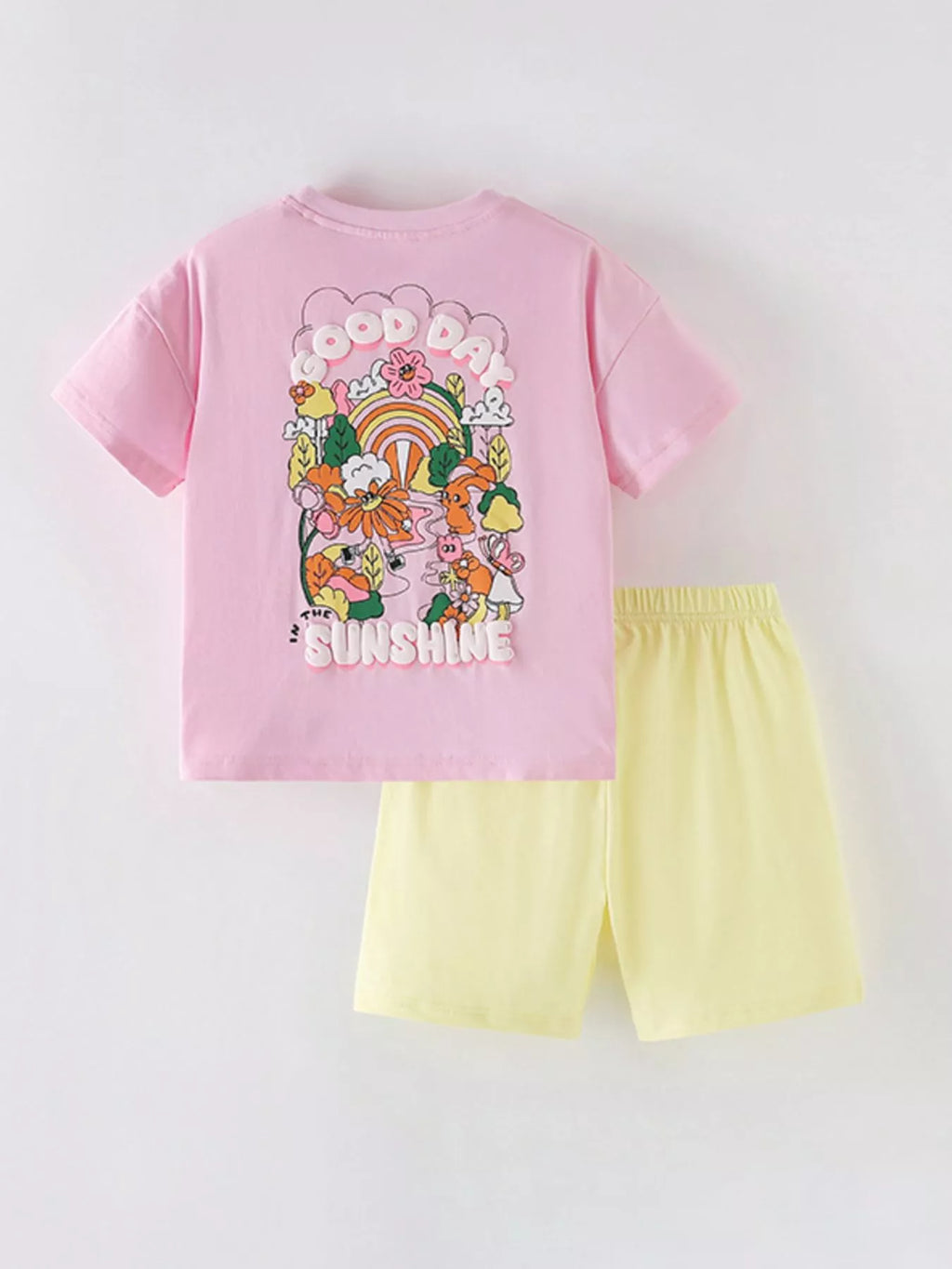 Children's Floral Print Short Sleeve T-Shirt & Shorts Set