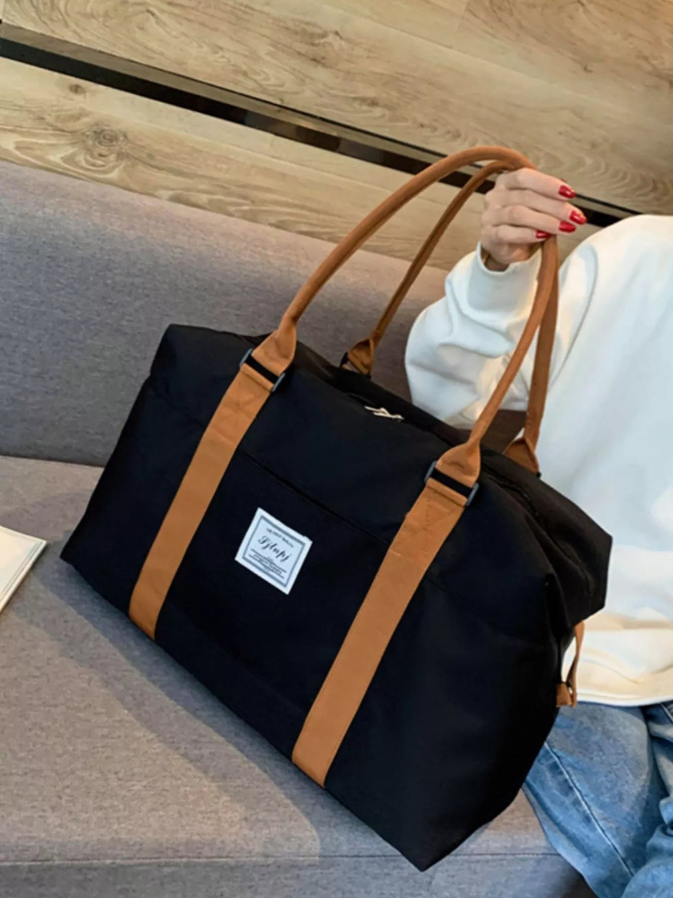 Contrast Straps Travel Bag