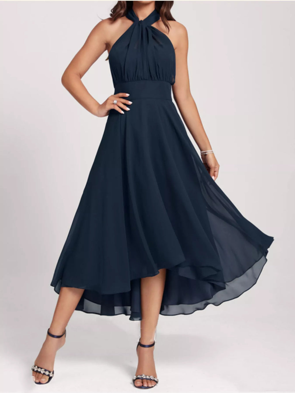 Ruched A-Line Midi Dress