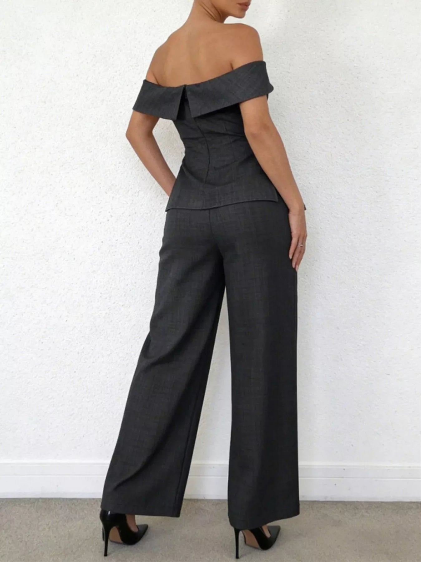 Off-Shoulder Top and Wide-Leg Pants Set