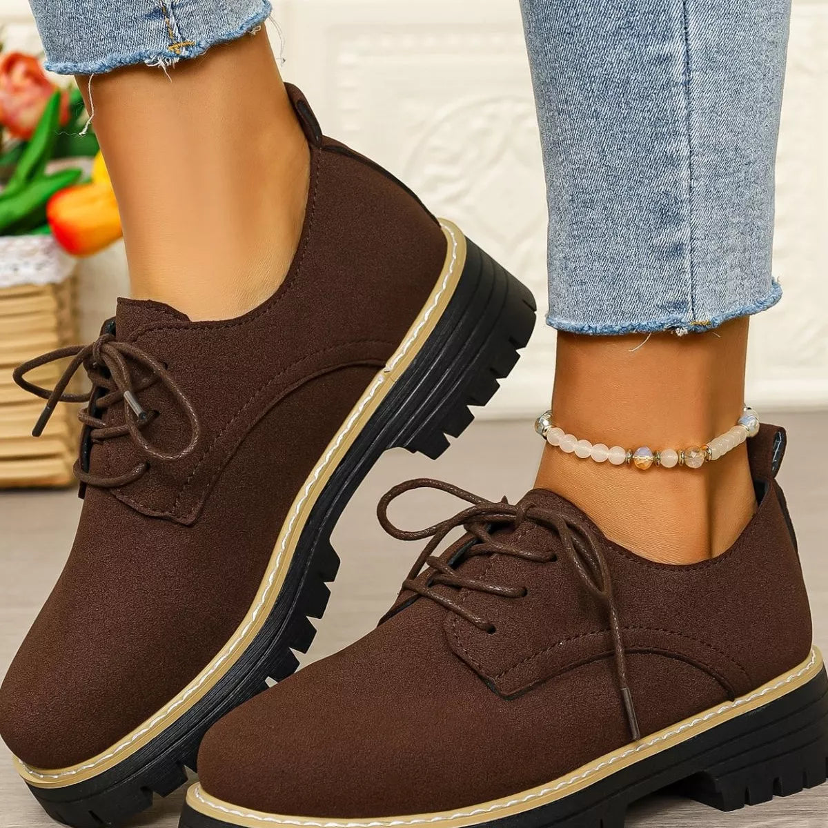 Lace-Up Platform Loafers