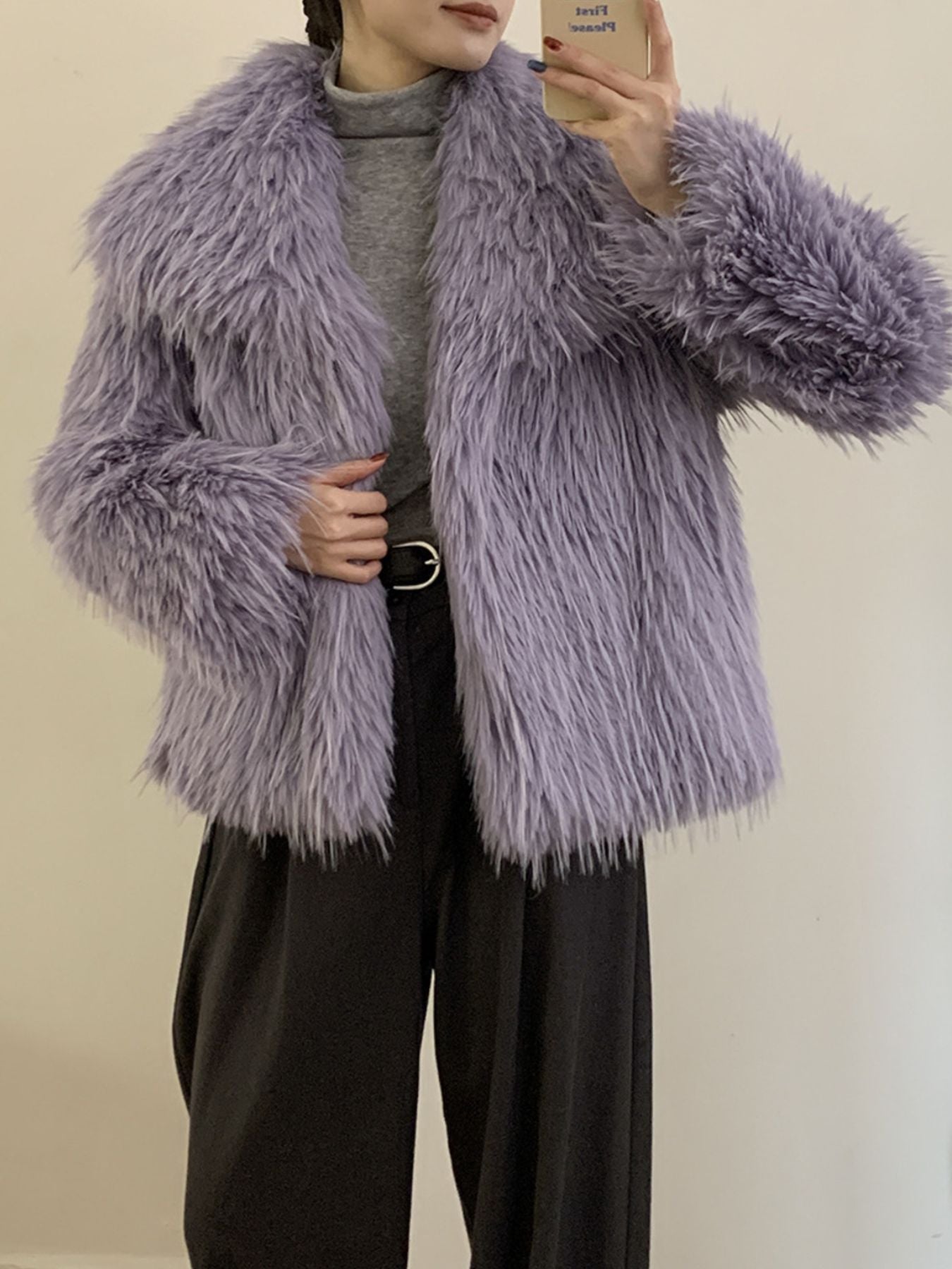 Faux Fur Open Front Outerwear