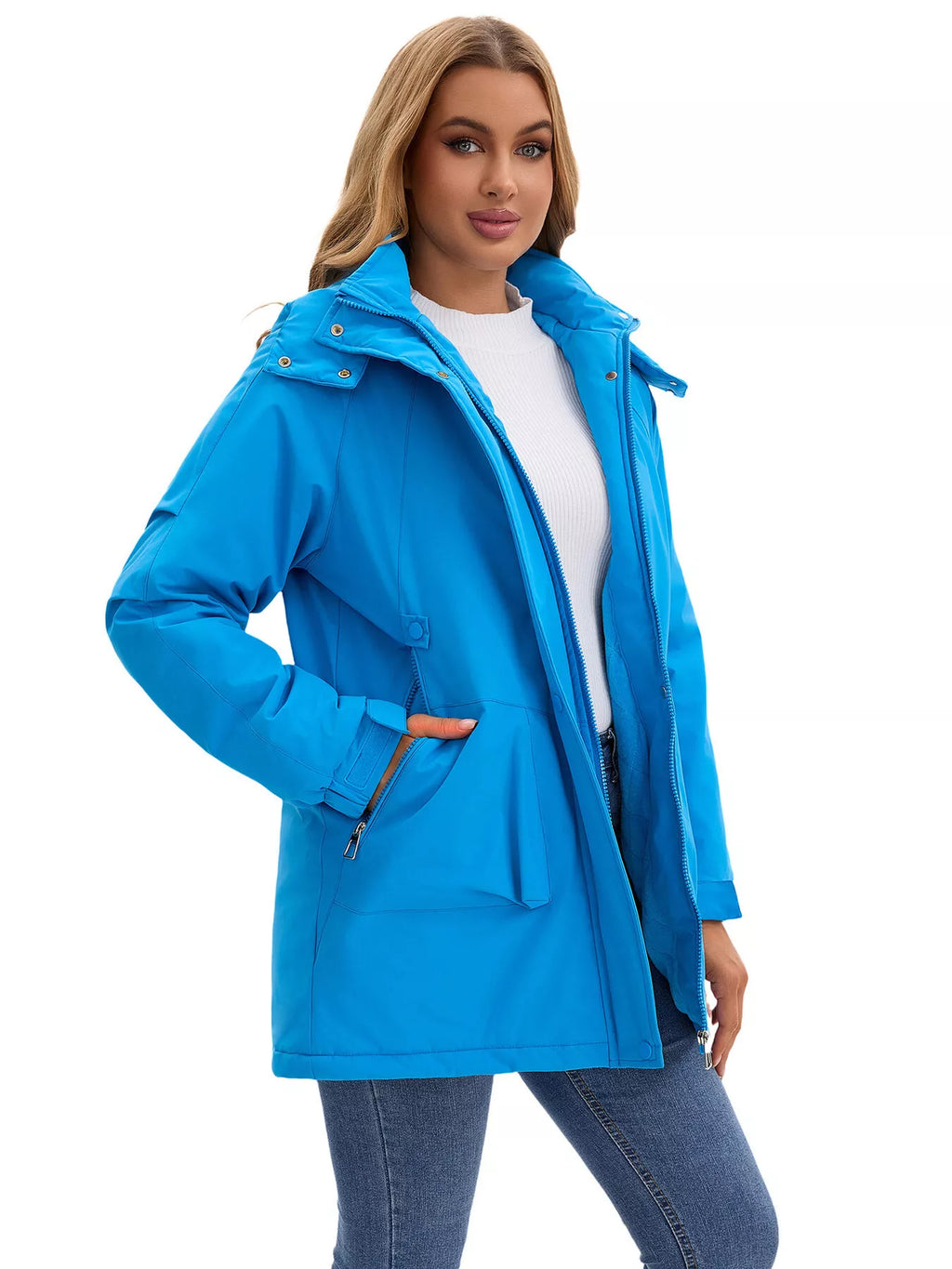 Full Size Hooded Mid-Length Windproof Outerwear Plus Size