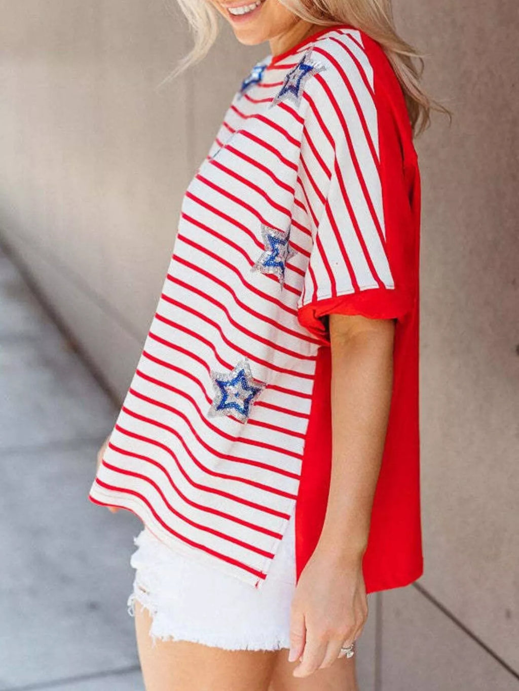 Striped Star Sequin Patriotic T-Shirt