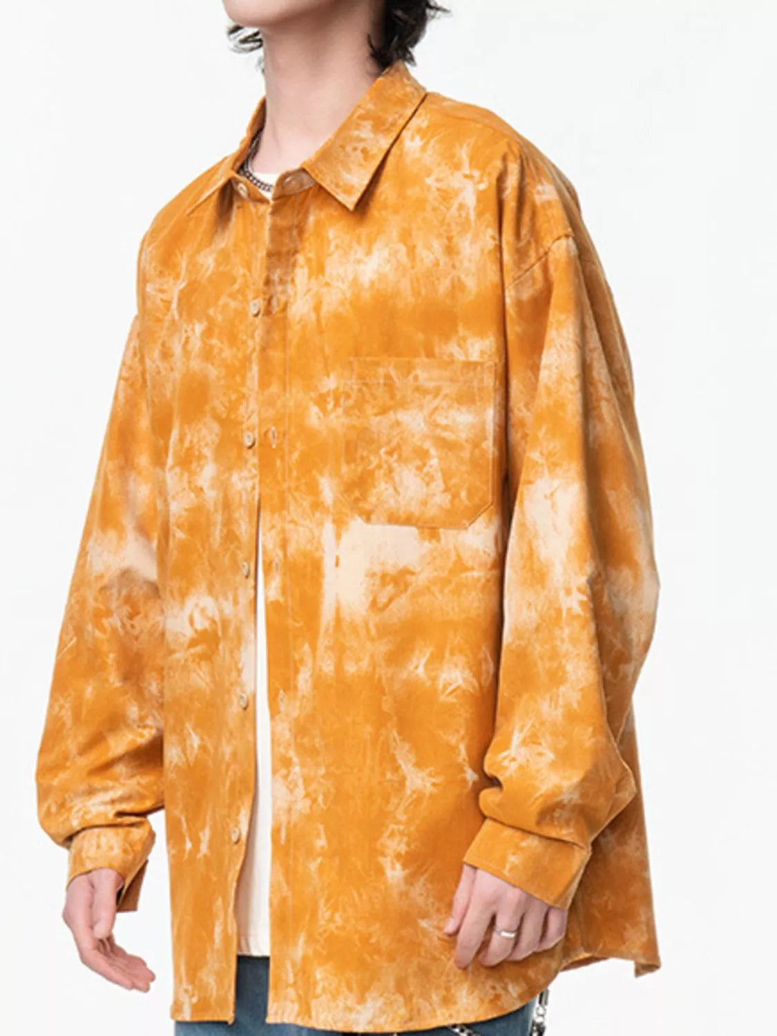 Men's Plus Size Tie-Dye Button-Up Shirt