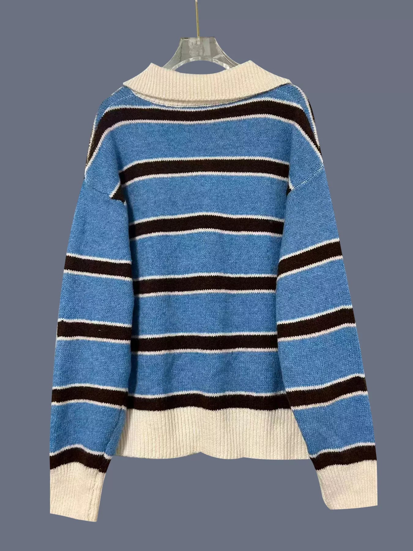 Striped Button Detail Sweater